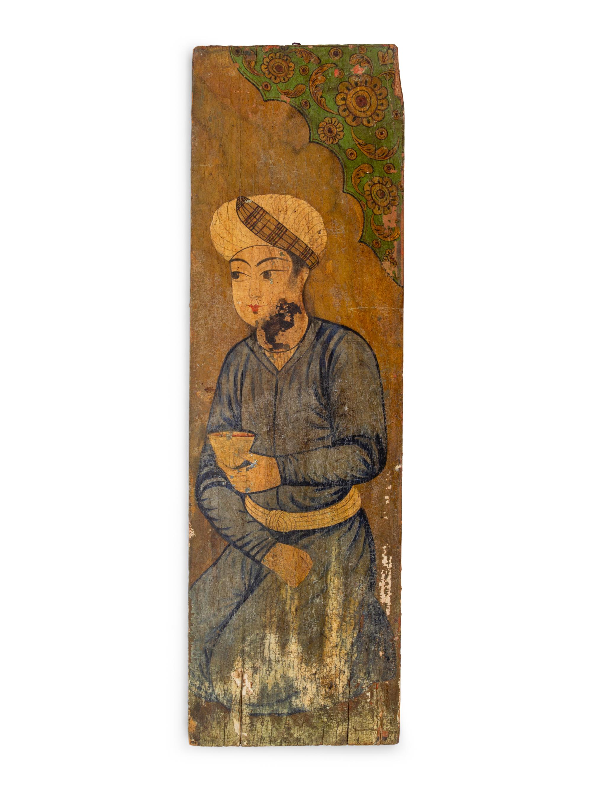 Three Qajar Painted Wood Panels