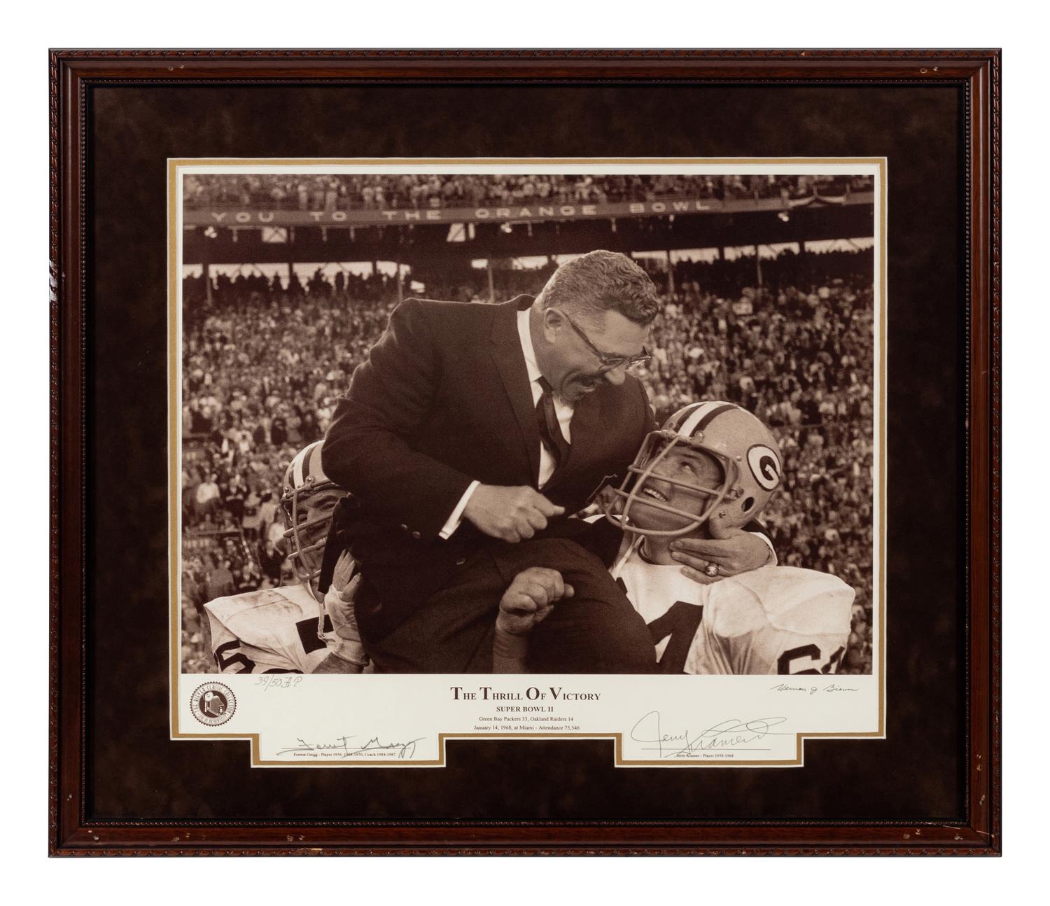 A Forrest Gregg and Jerry Kramer Signed Autograph Print Previously Displayed at Mike Ditka’s Restaurant