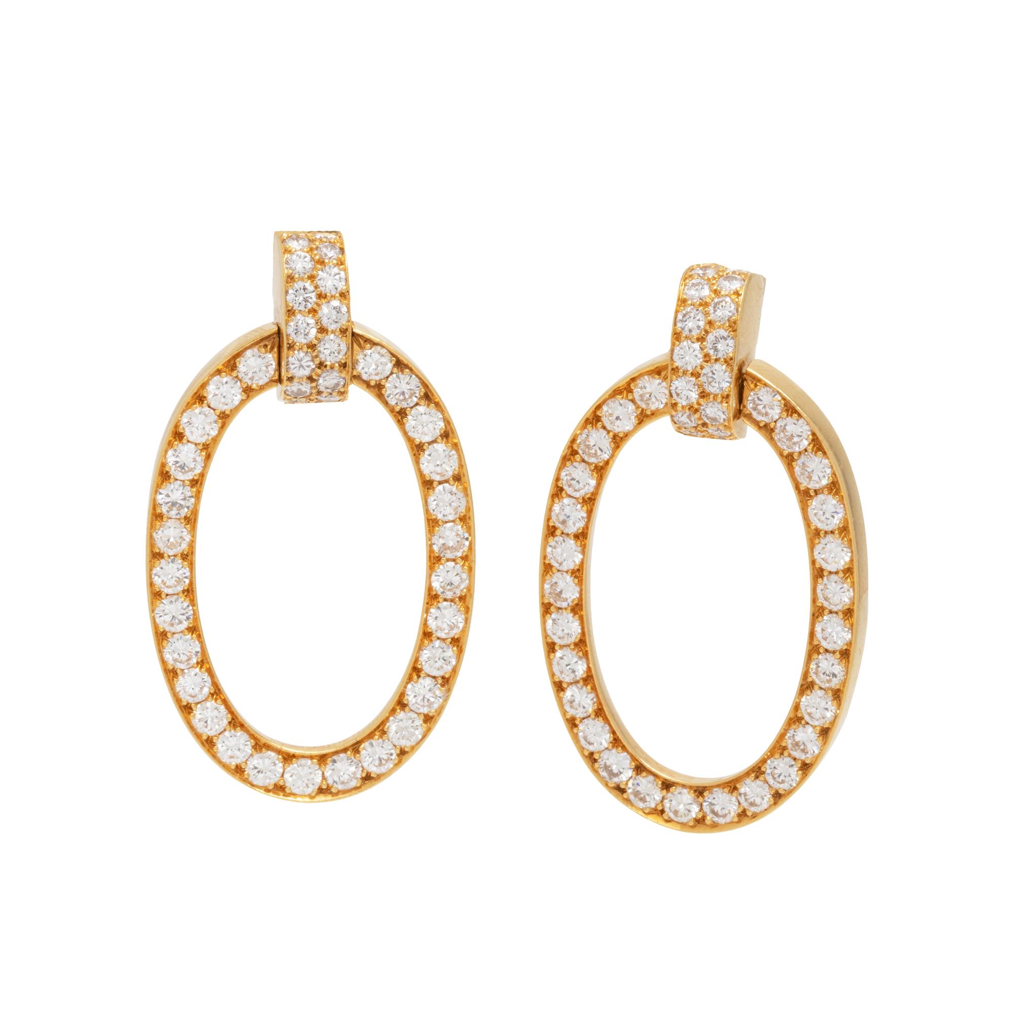 DAVID WEBB, YELLOW GOLD AND DIAMOND EARCLIPS
