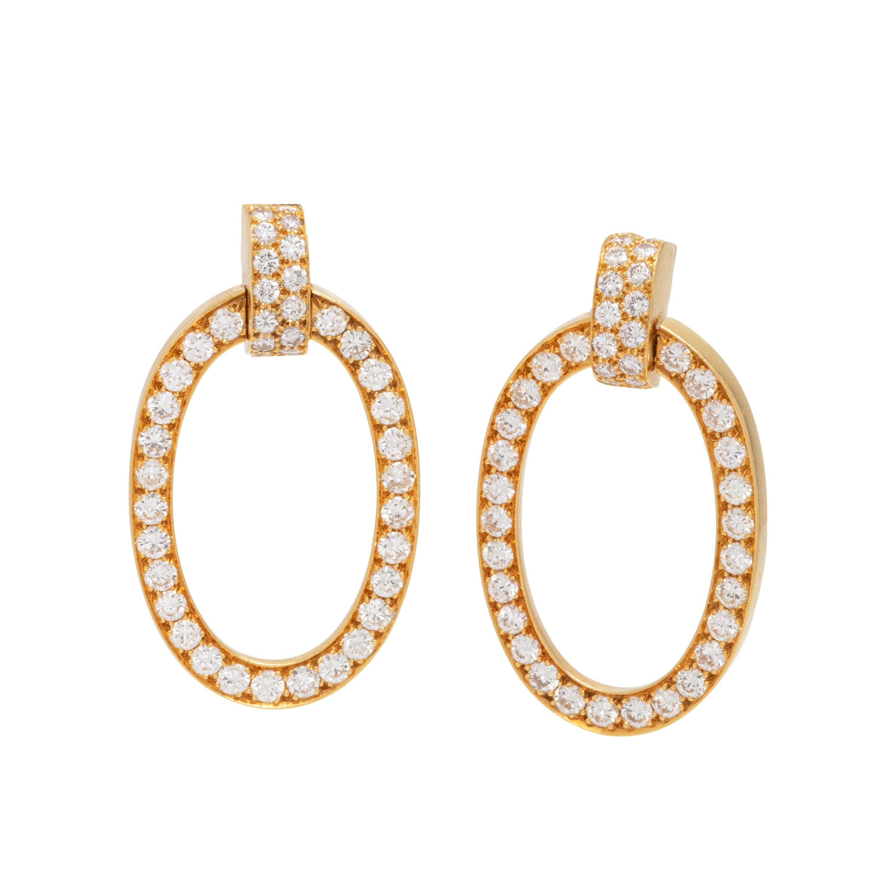 DAVID WEBB, YELLOW GOLD AND DIAMOND EARCLIPS