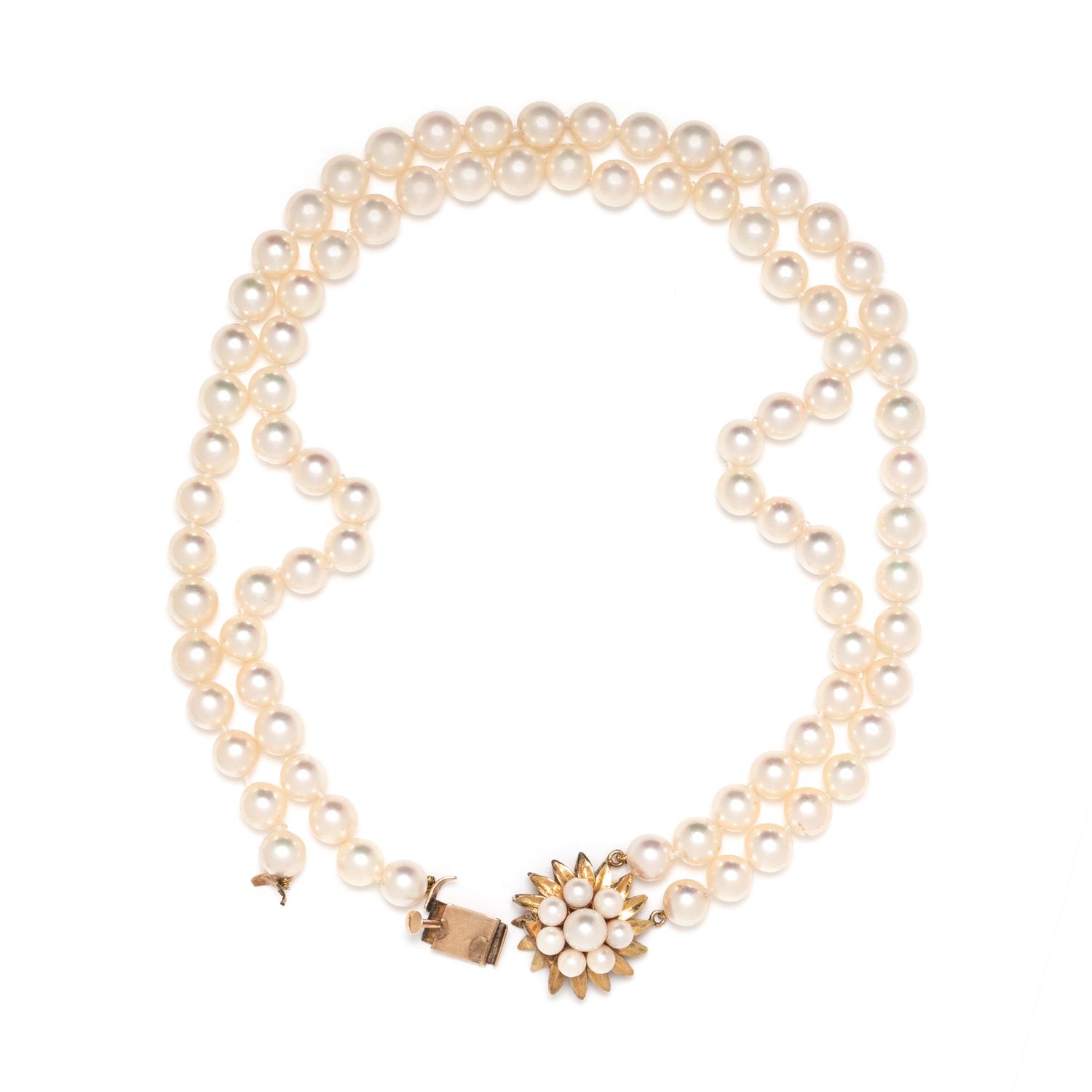 DOUBLE STRAND CULTURED PEARL NECKLACE