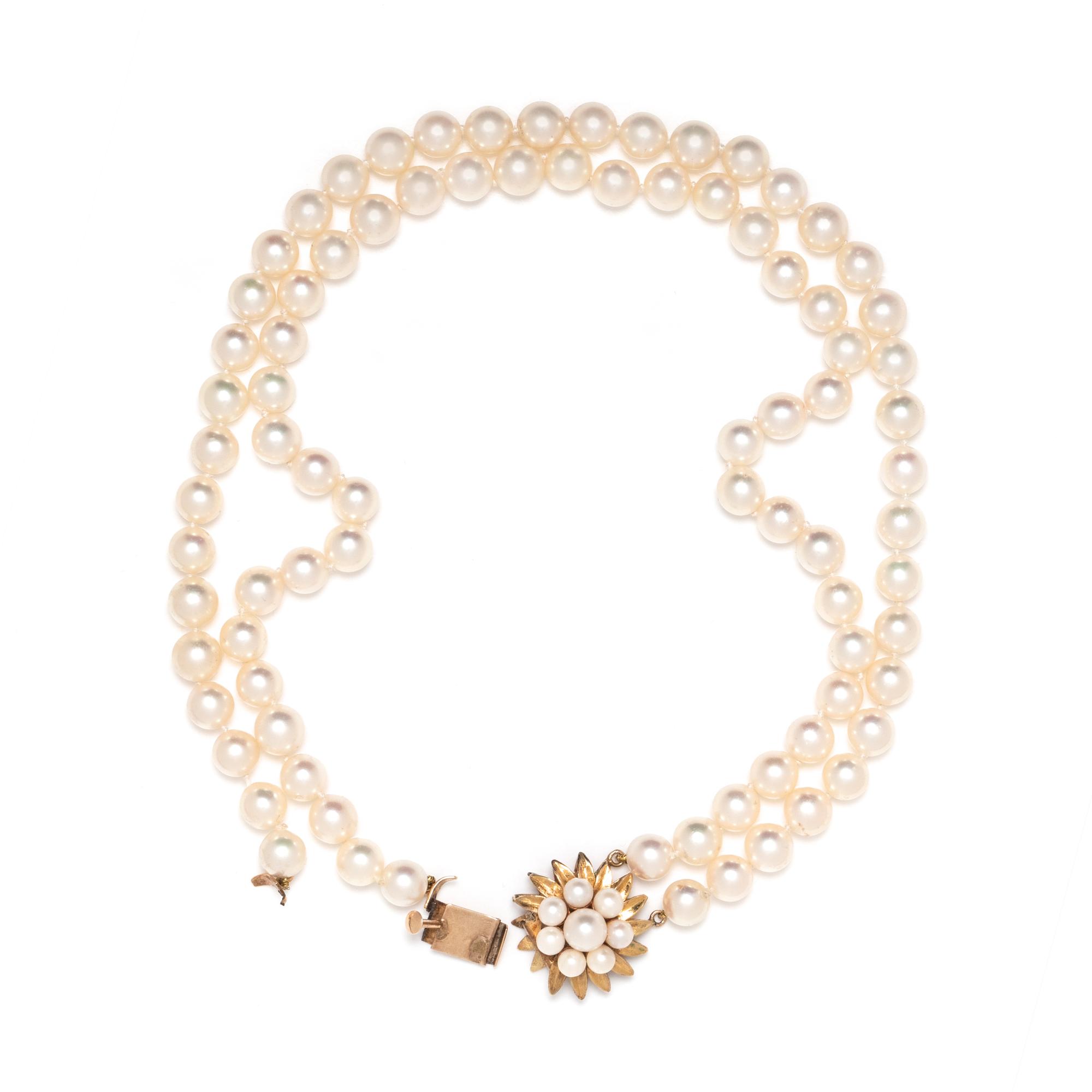 DOUBLE STRAND CULTURED PEARL NECKLACE
