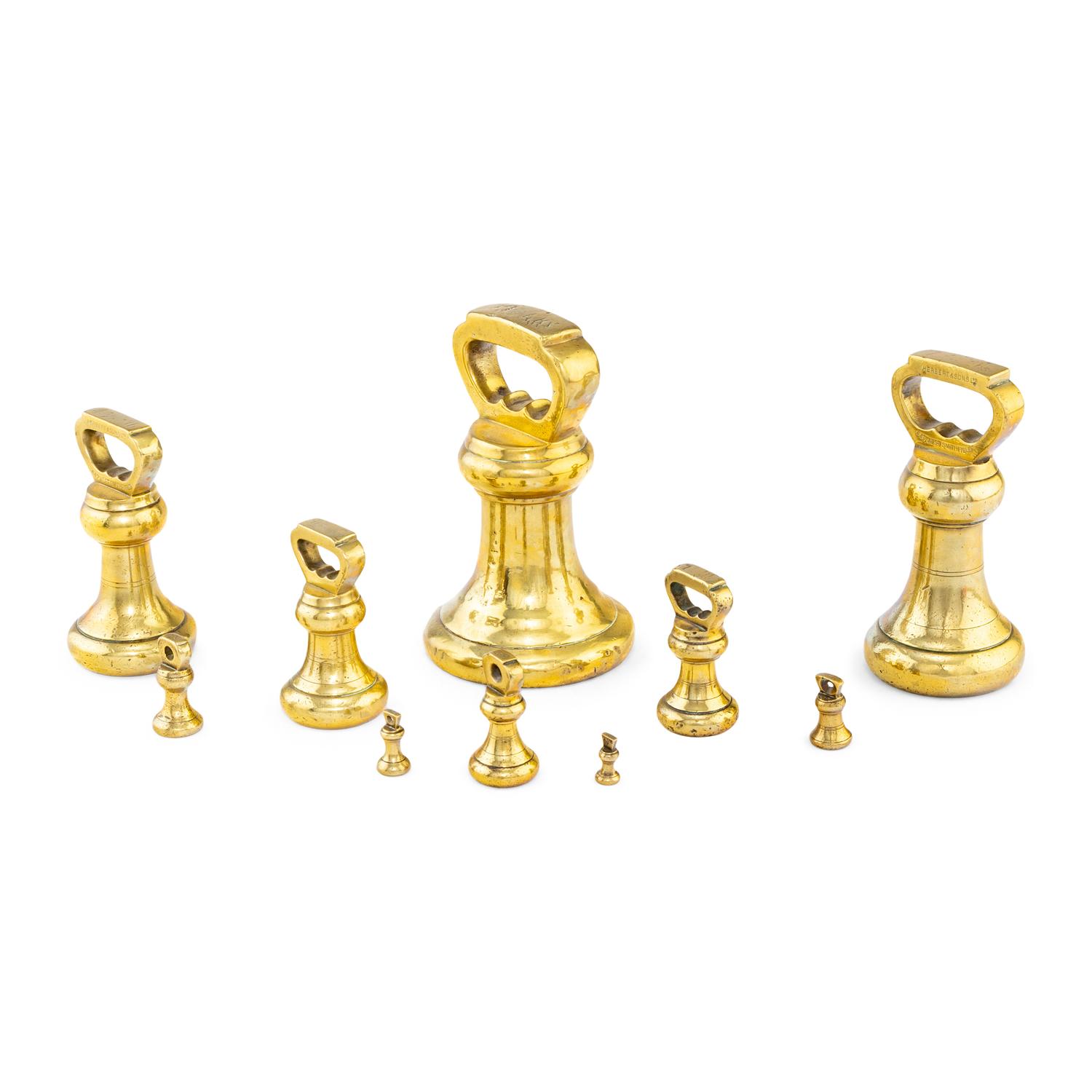 An Assembled Set of Ten English Brass Weights