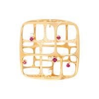 MODERNIST, YELLOW GOLD, RUBY AND DIAMOND PENDANT/BROOCH