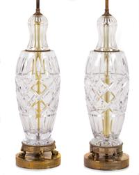 A Pair of Cut Glass Table Lamps
