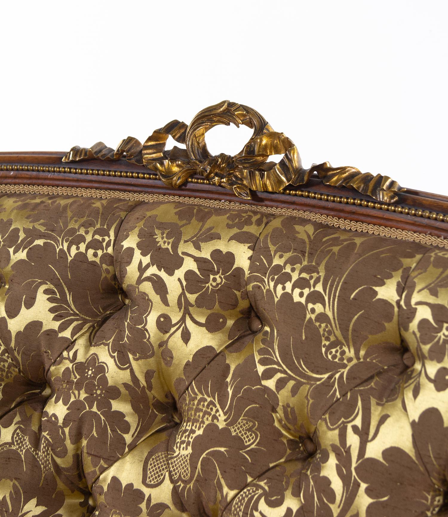 A Louis XV Style Gilt Bronze Mounted Rosewood Three-Piece Salon Suite