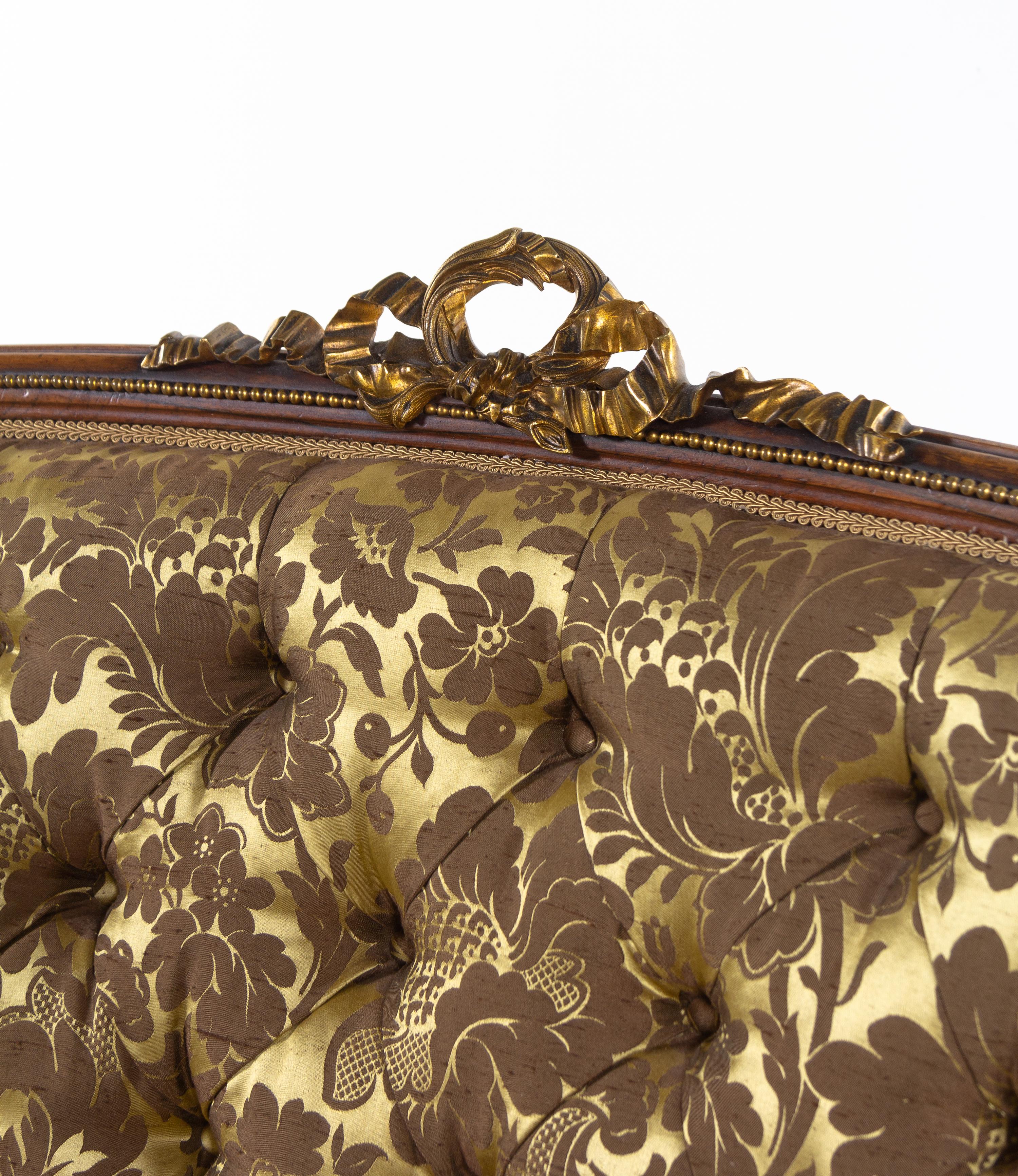A Louis XV Style Gilt Bronze Mounted Rosewood Three-Piece Salon Suite