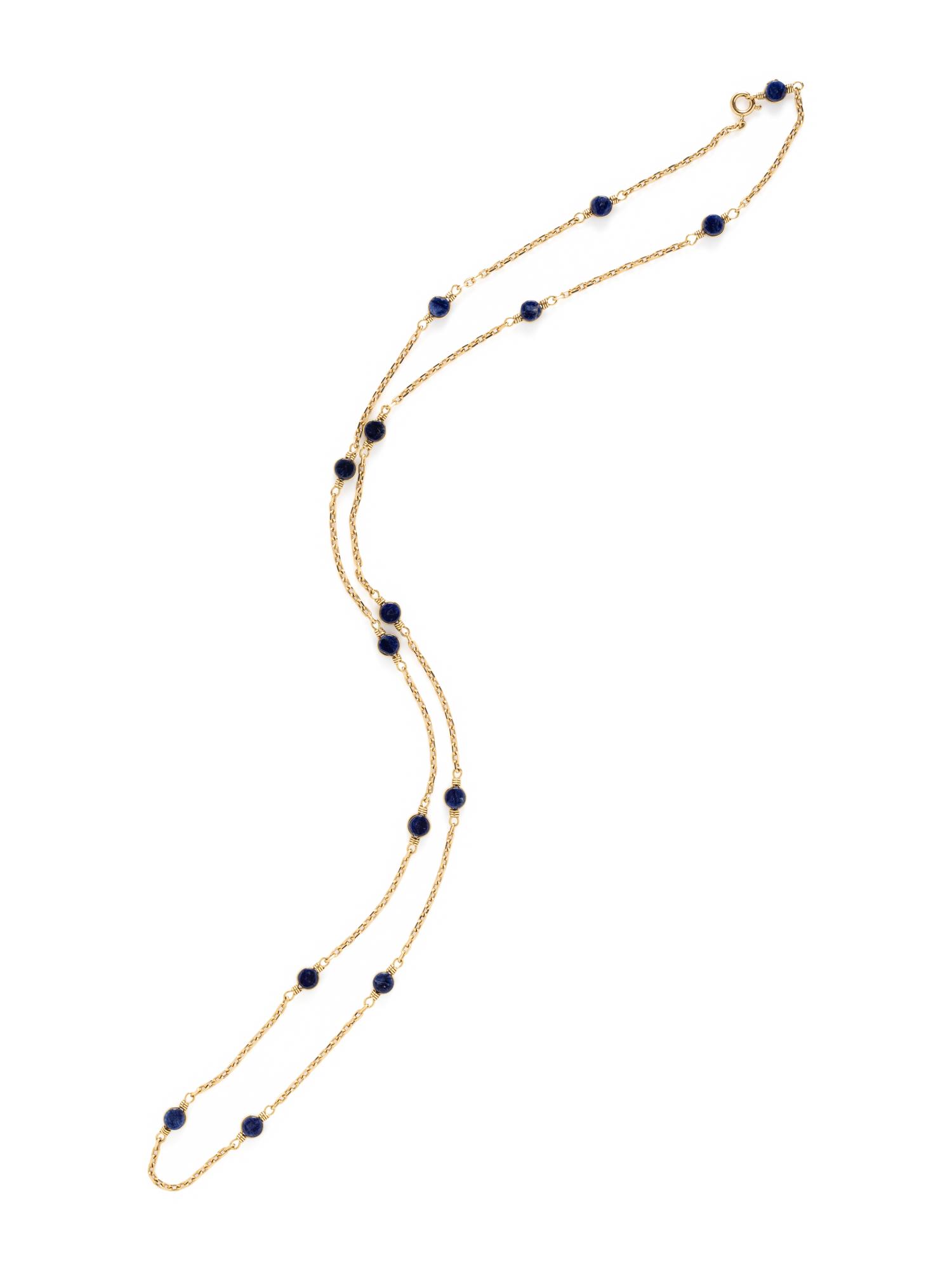 YELLOW GOLD AND SODALITE NECKLACE