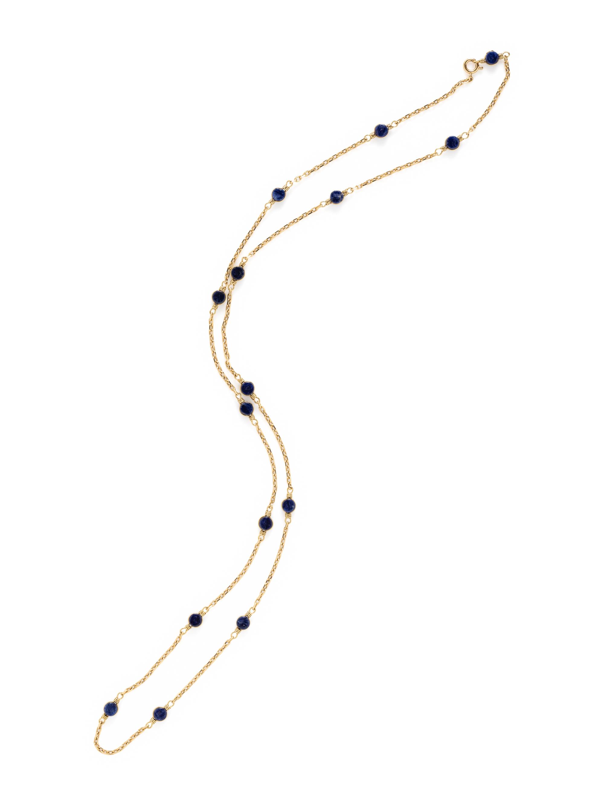 YELLOW GOLD AND SODALITE NECKLACE