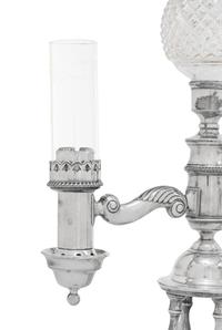 A Pair of Sheffield Silver-Plate and Cut-Glass Argand Lamps