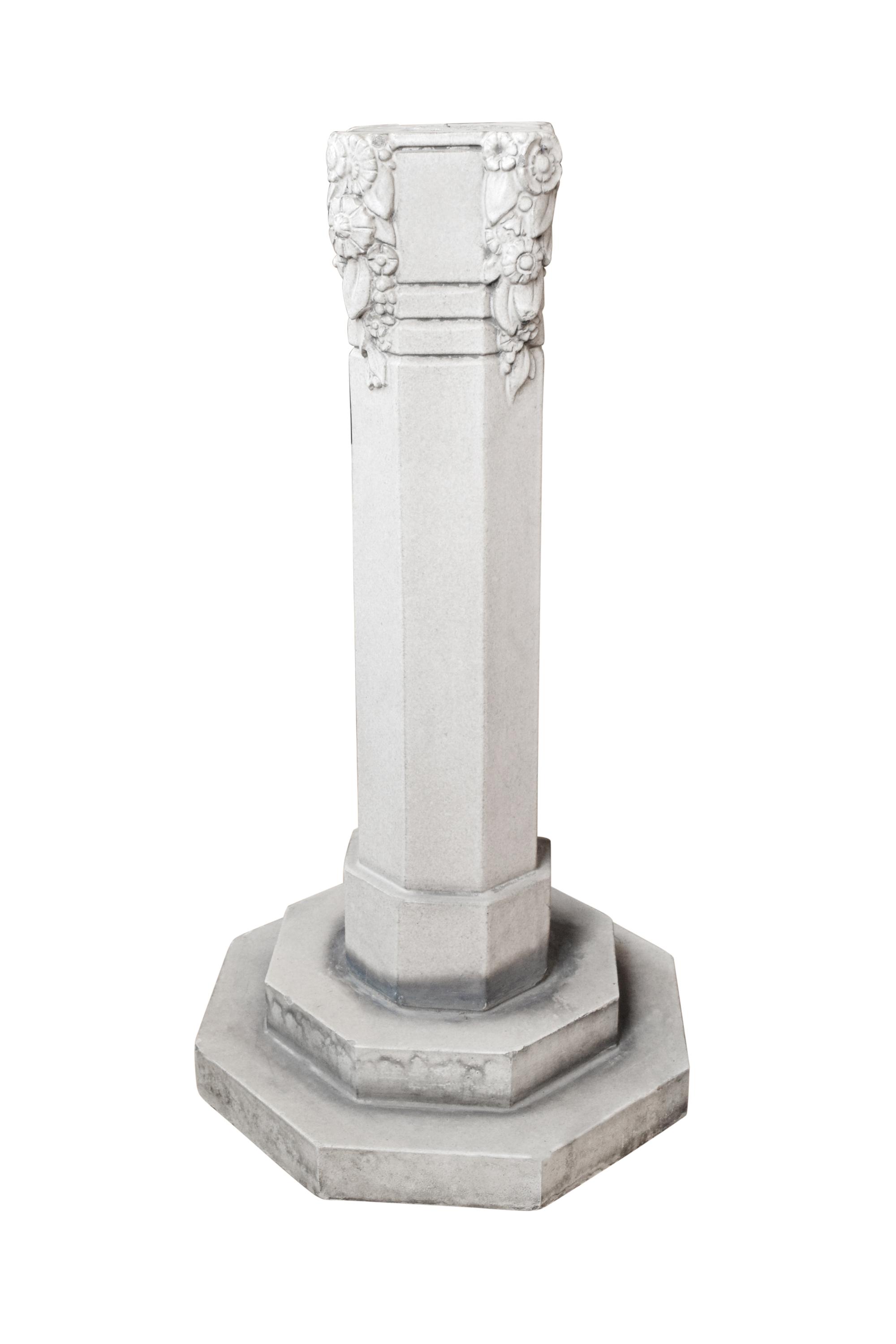 A Glazed Terra Cotta Pedestal 18" W x 18" D x 35" H — United States, Early 20th Century