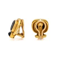 ELIZABETH LOCKE, YELLOW GOLD AND ONYX EARCLIPS