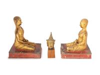 A Pair of Thai Gilt Bronze Figures
