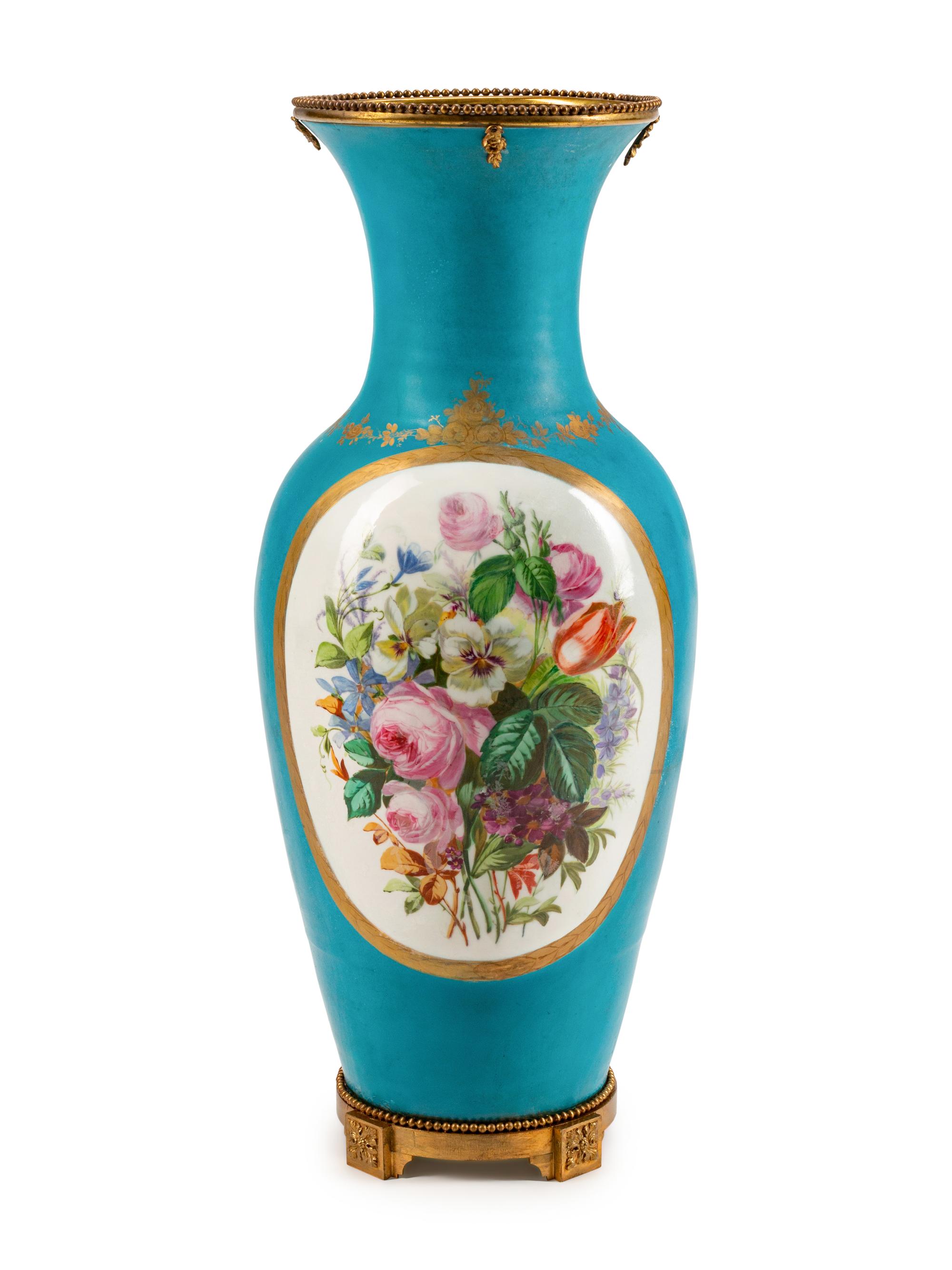 A Large Louis XVI Style Gilt-Bronze-Mounted Sèvres Style Porcelain Urn — 19TH CENTURY