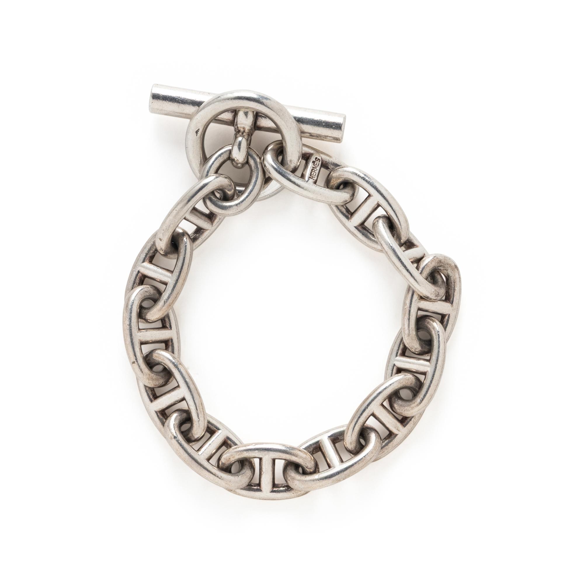 HERMÈS, STERLING SILVER 'CHAINE D'ANCRE' BRACELET