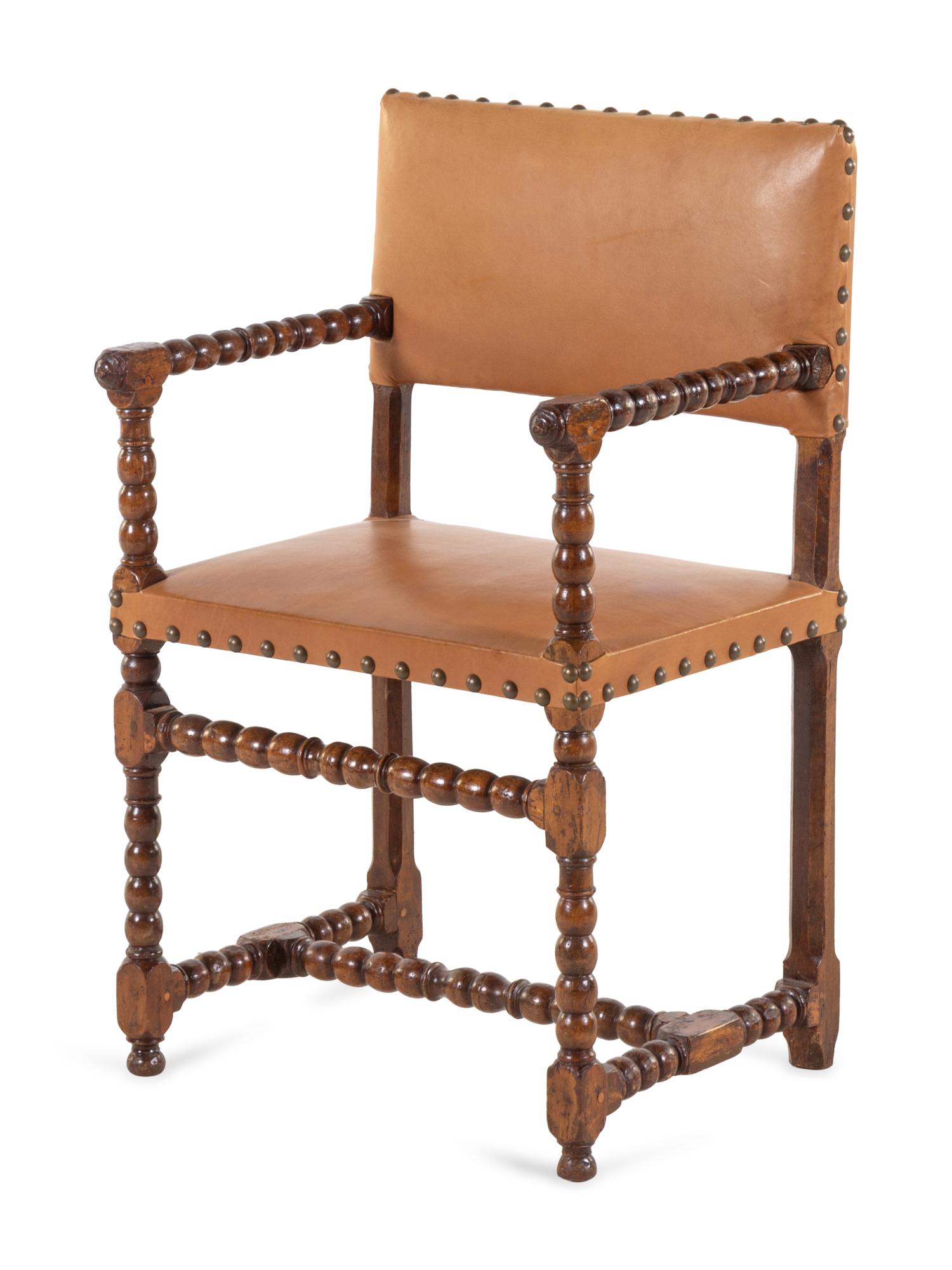 A Spanish Turned Walnut Armchair