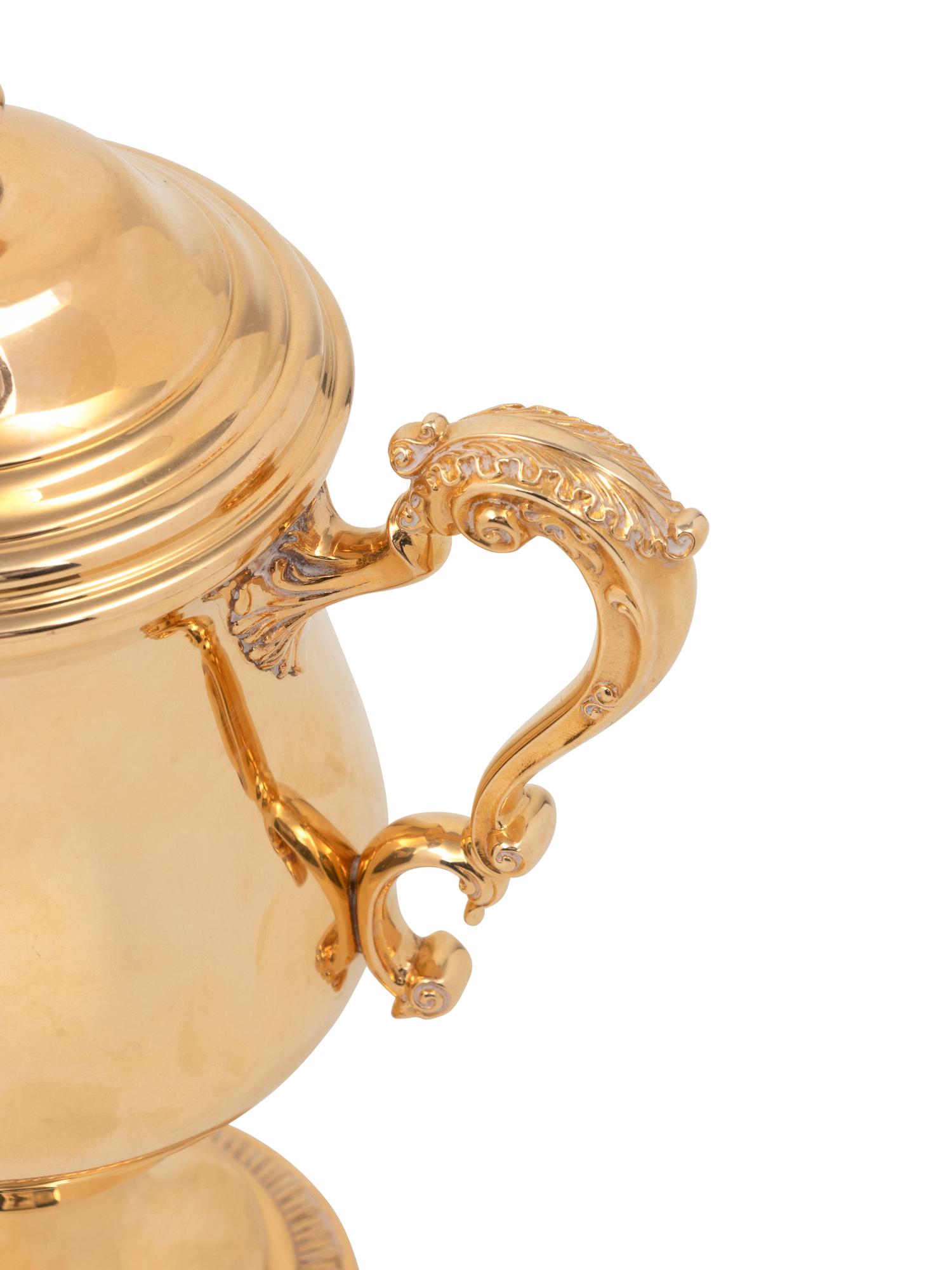 A Tiffany and Co. 14-Karat Gold Cup and Cover of Horse Racing Interest