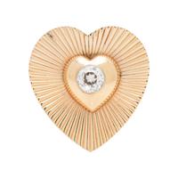 YELLOW GOLD AND DIAMOND HEART BROOCH