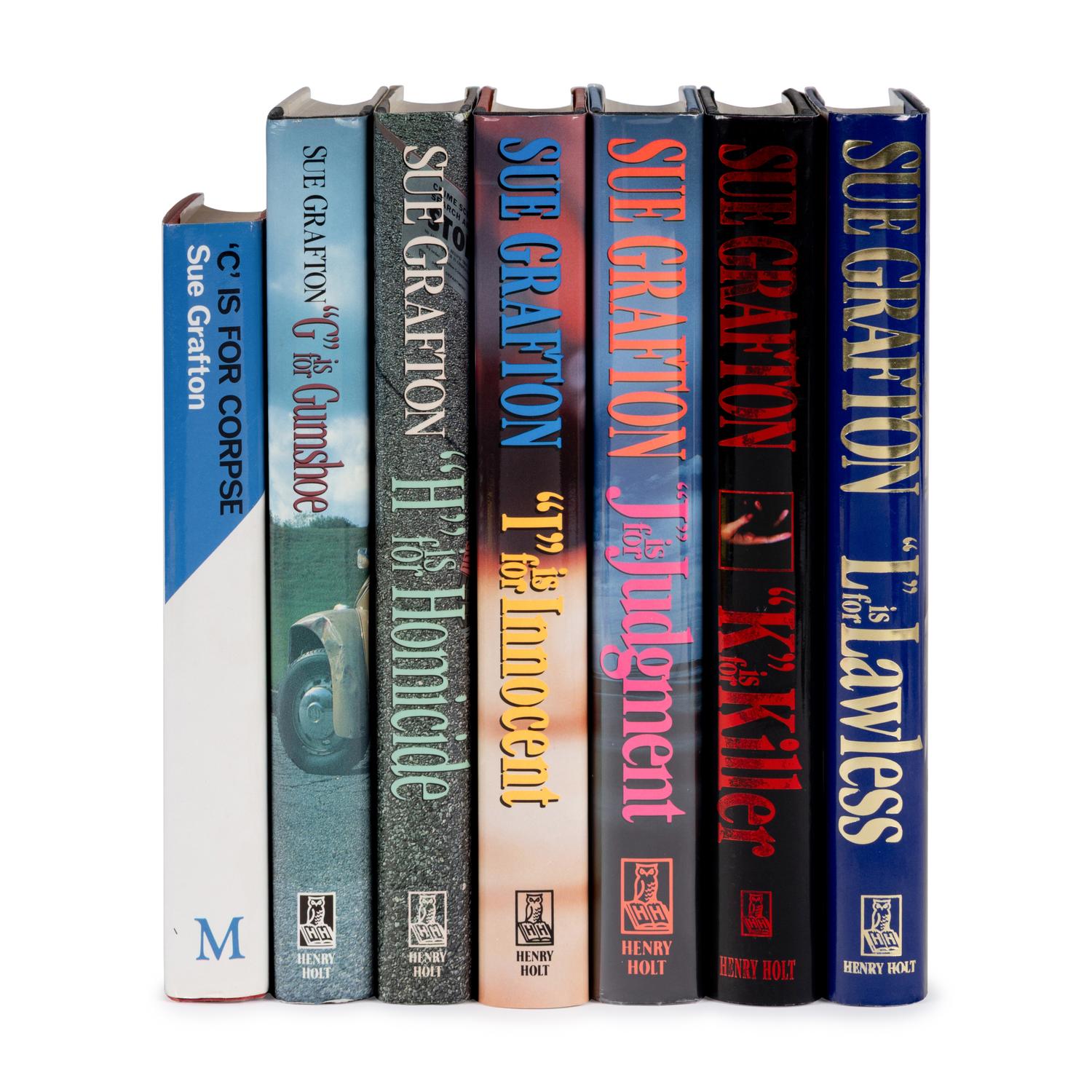 Grafton, Sue (1940-2017). A group of 7 titles from the Kinsey Millhone Alphabet Series, most signed, comprising: