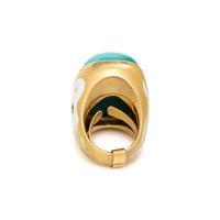 YELLOW GOLD, TURQUOISE, ENAMEL AND DIAMOND RING