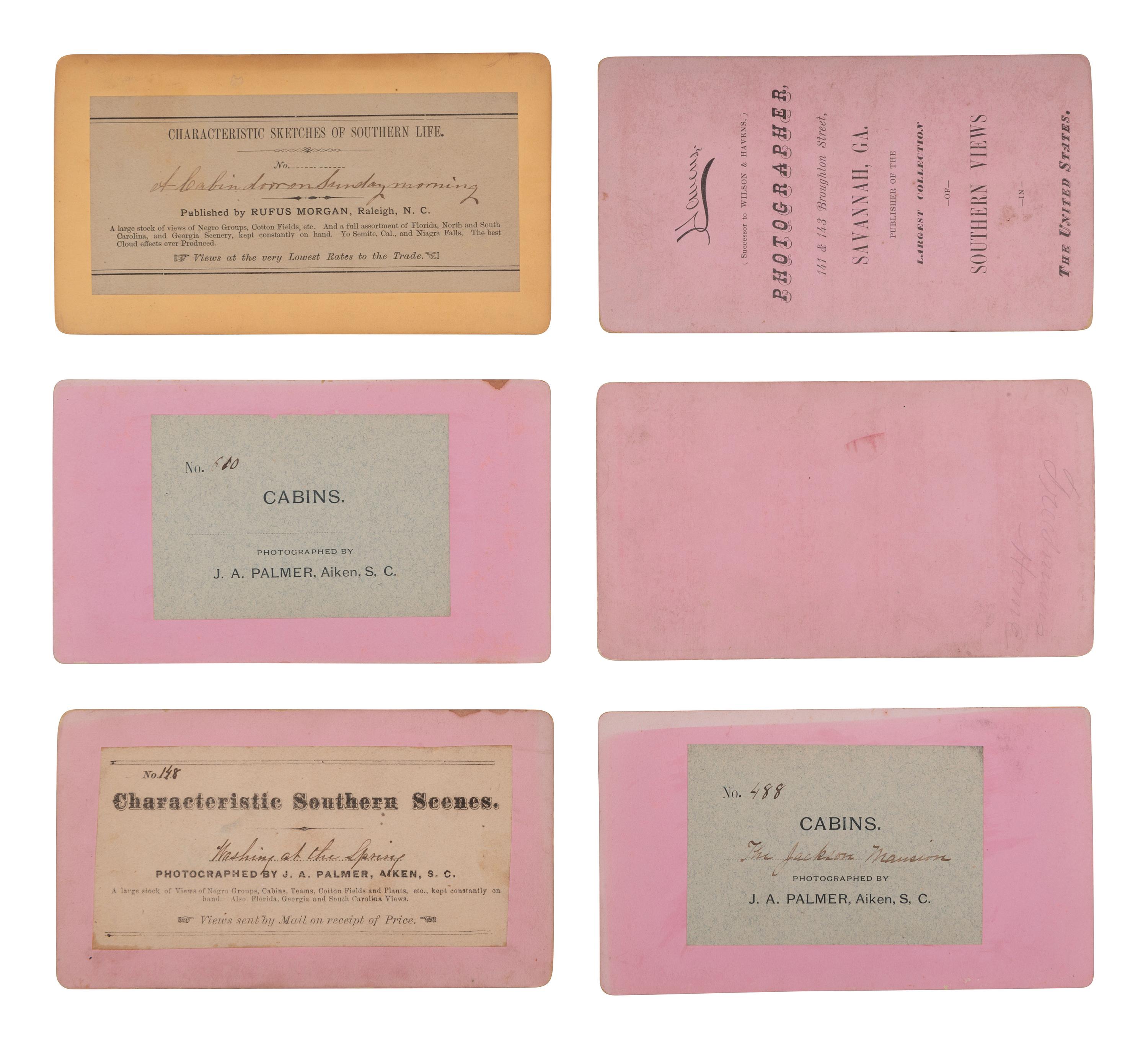 [EARLY PHOTO.] 17 stereoviews of African American domestic life, incl. cabin views and family scenes