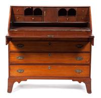 An American Federal Cherrywood Desk Height 44 1/2 x width 42 x depth 20 inches.