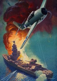 LEYDENFROST, Alexander (1888-1961). "Scratch one Flat Top" is the Flash, When a Grumman 'Avenger' Lets Fly. c. 1942.