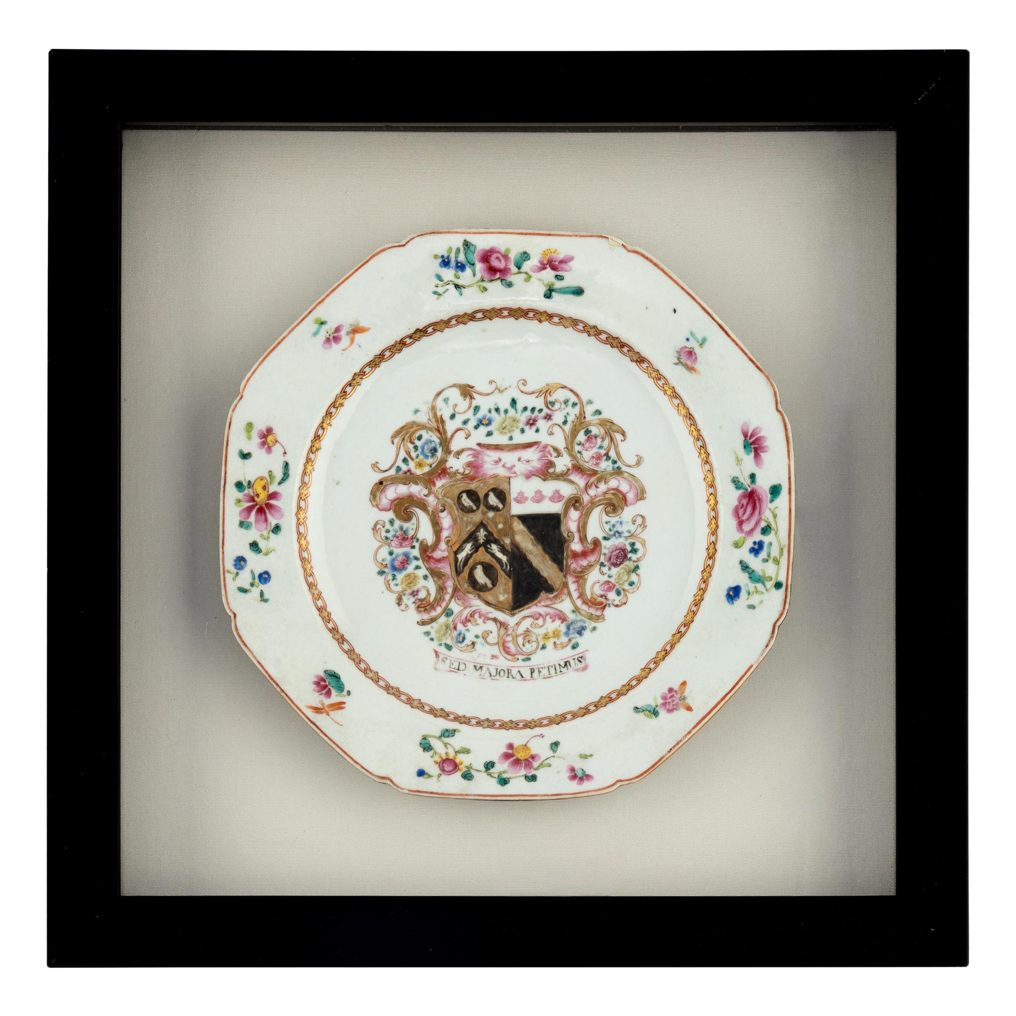 A Set of Three Framed Chinese Export Porcelain Plates