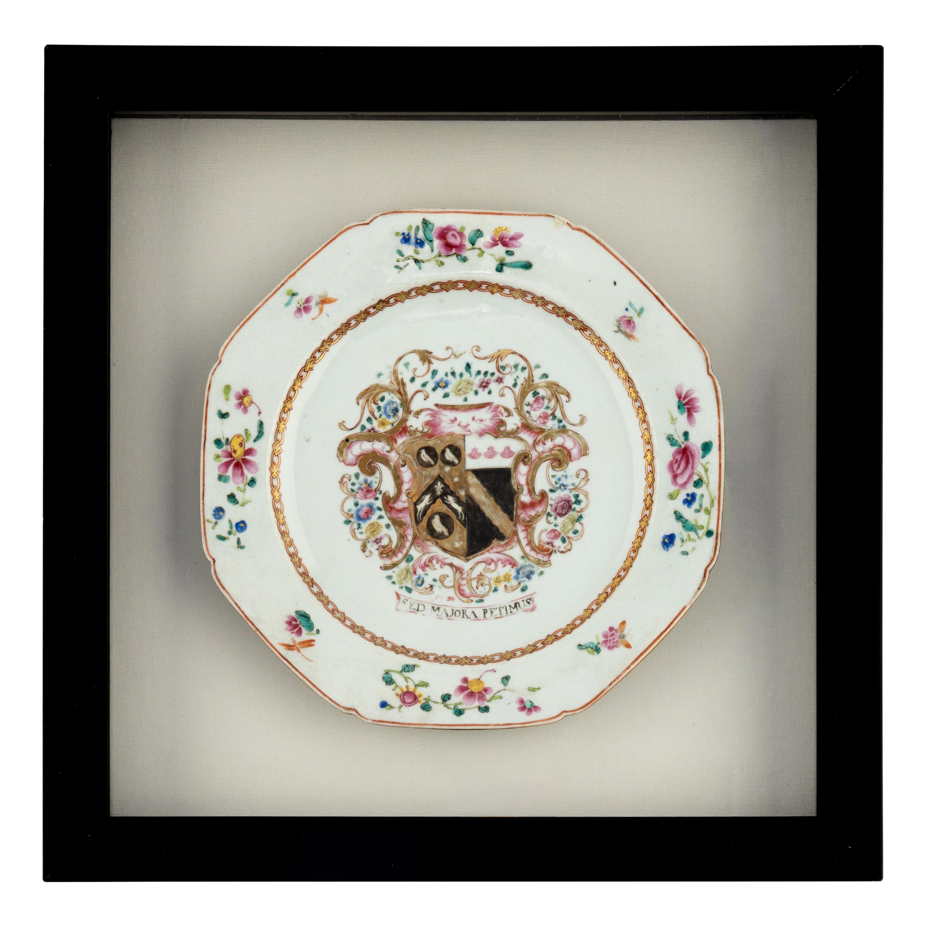 A Set of Three Framed Chinese Export Porcelain Plates