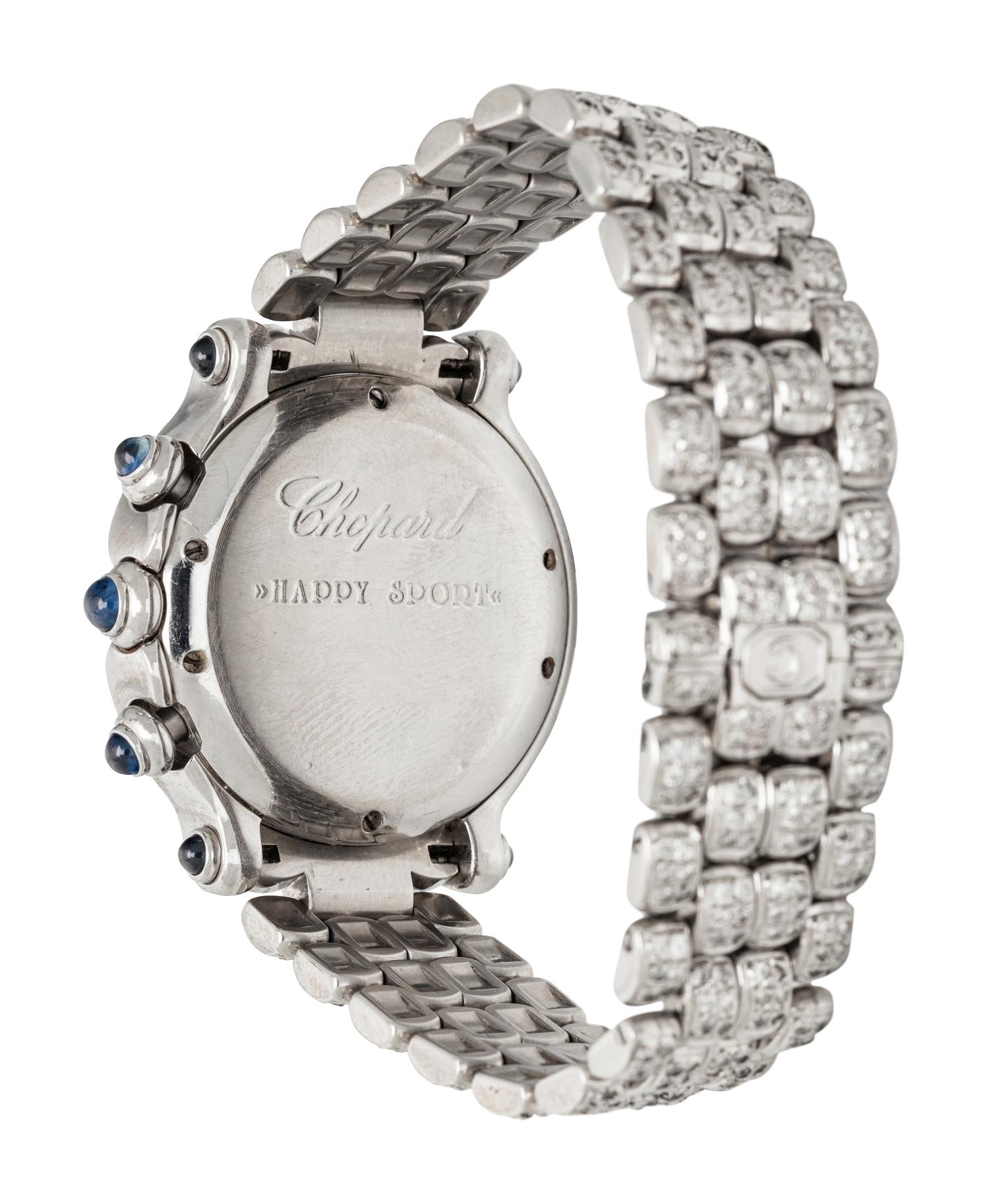 CHOPARD, STAINLESS STEEL AND DIAMOND CHRONOGRAPH 'HAPPY SPORT' WATCH