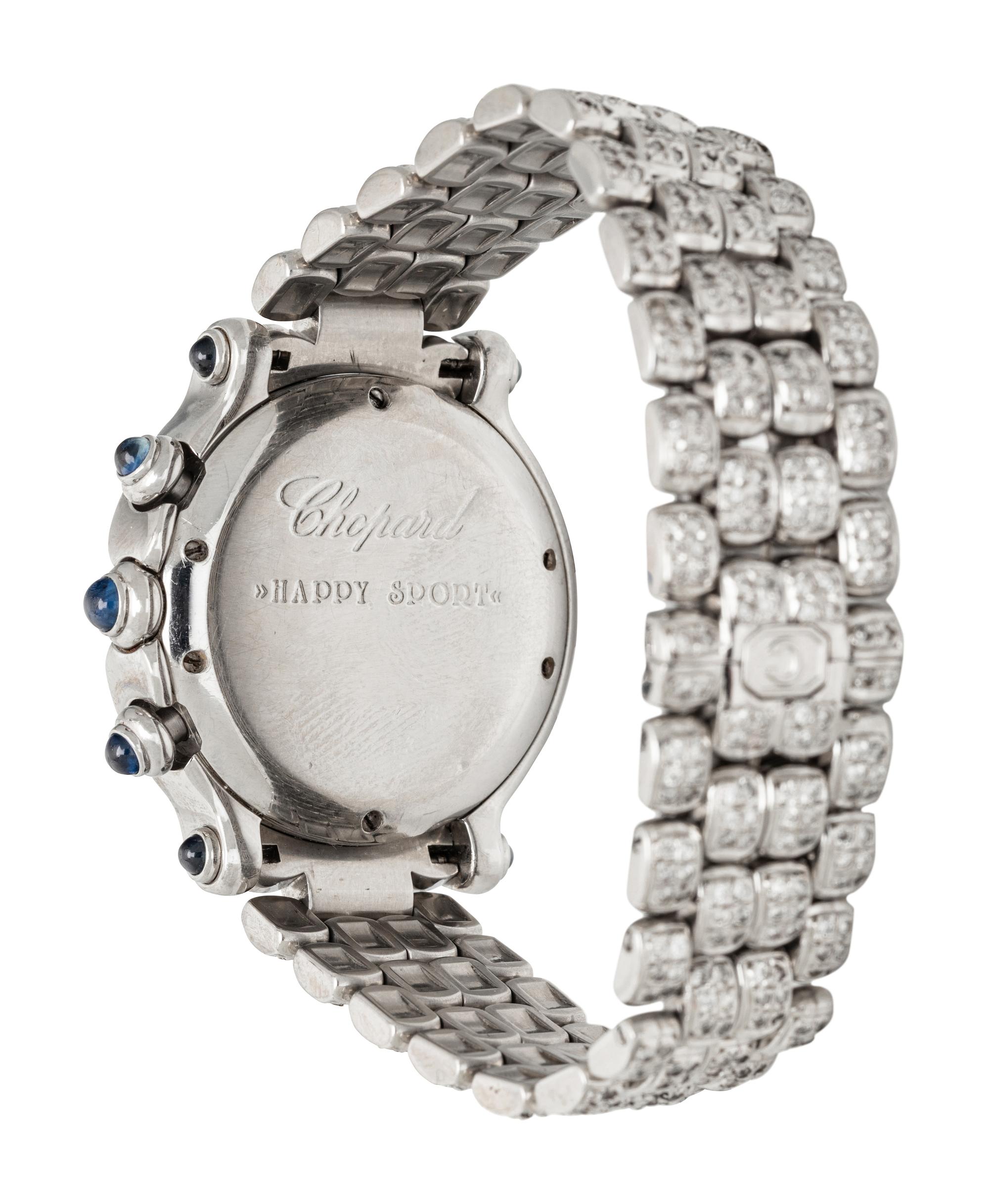 CHOPARD, STAINLESS STEEL AND DIAMOND CHRONOGRAPH 'HAPPY SPORT' WATCH