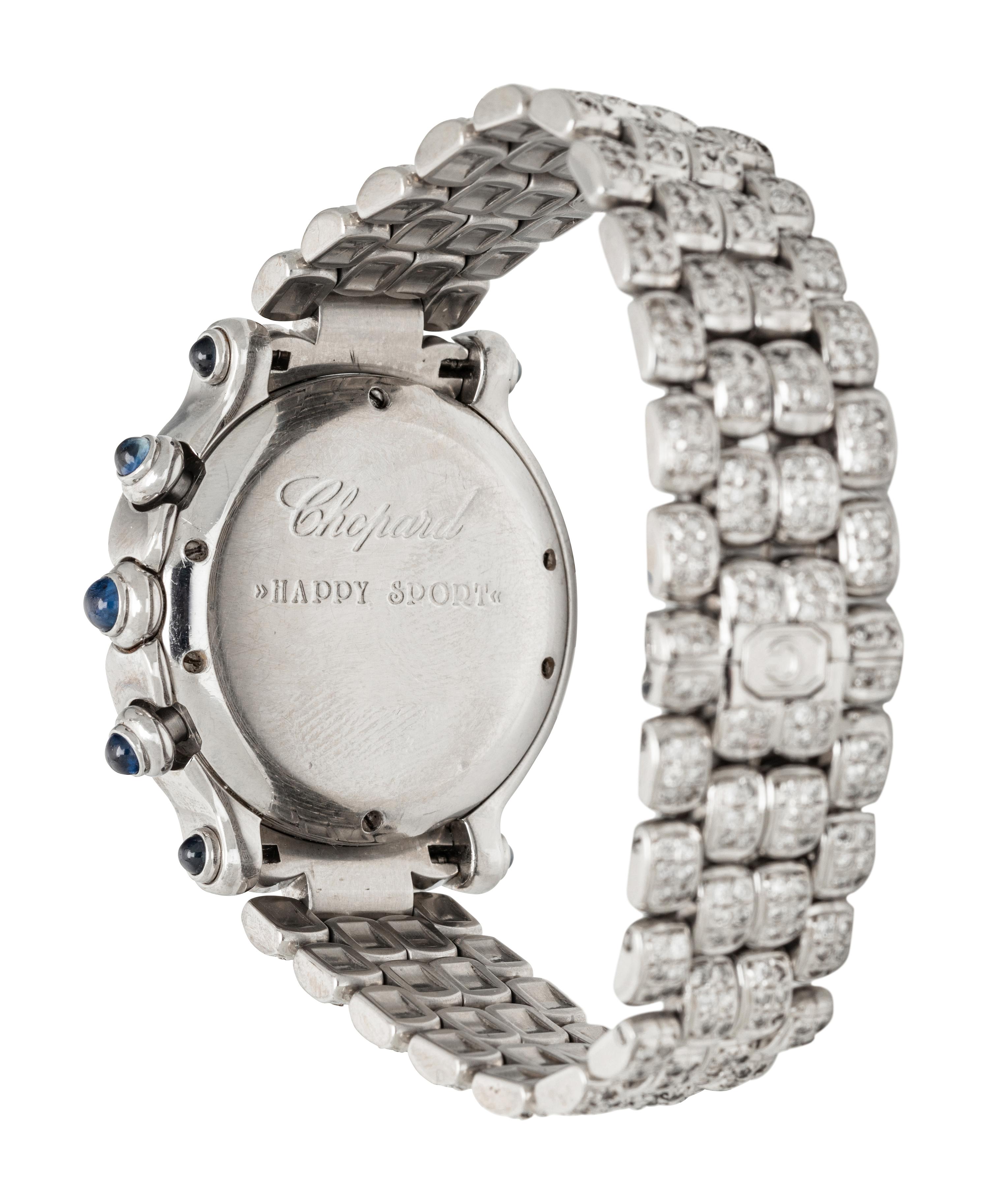 CHOPARD, STAINLESS STEEL AND DIAMOND CHRONOGRAPH 'HAPPY SPORT' WATCH
