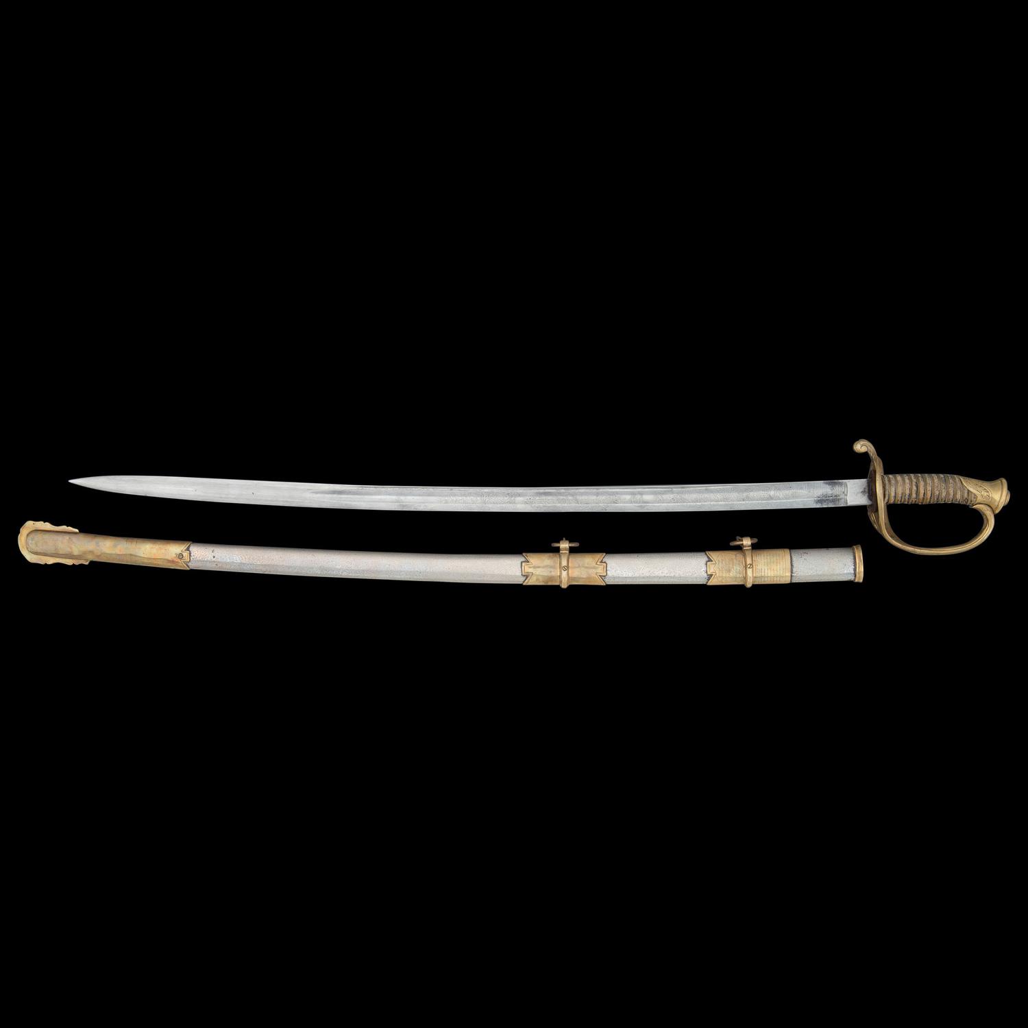 Presentation Imported 1850 Staff & Field Officers Sword of Lt. Hannibal Johnson, Captured at Gettysburg & The Wilderness - Escaped From Prison