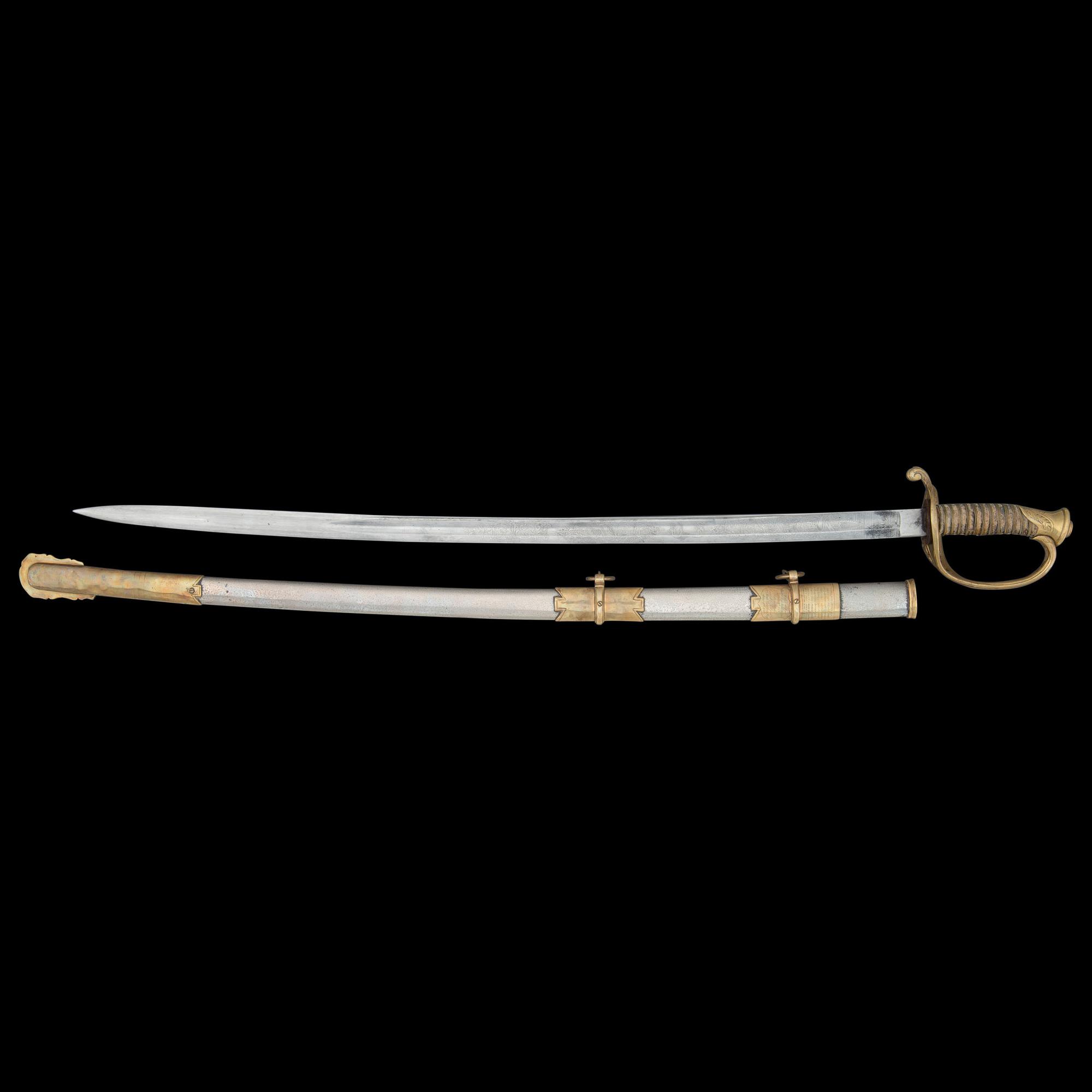 Presentation Imported 1850 Staff & Field Officers Sword of Lt. Hannibal Johnson, Captured at Gettysburg & The Wilderness - Escaped From Prison