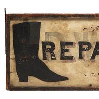 A Painted Wood Shoe "Repairing" Trade Sign