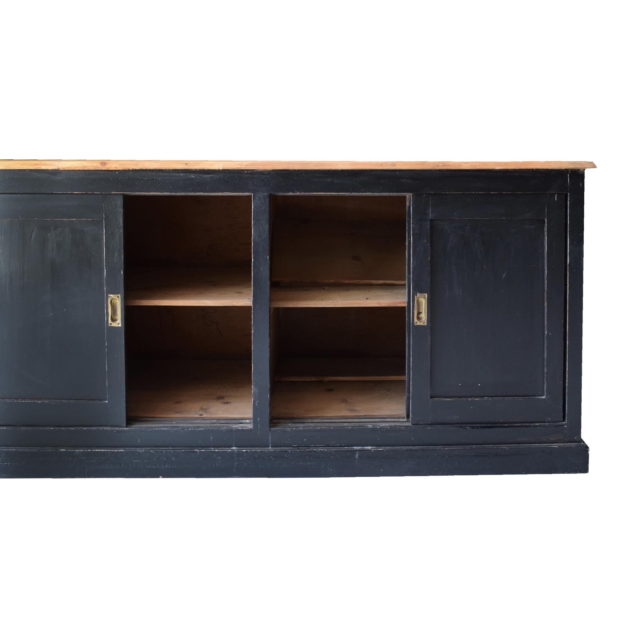A Painted Eight Door Shop Counter 153" W x 24.5" D x 37.5" H — Italy, Circa 1910
