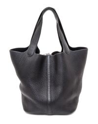 A Hermes Black Taurillon Clemence Picotin MM Handbag, 9" x 8.5" x 7".