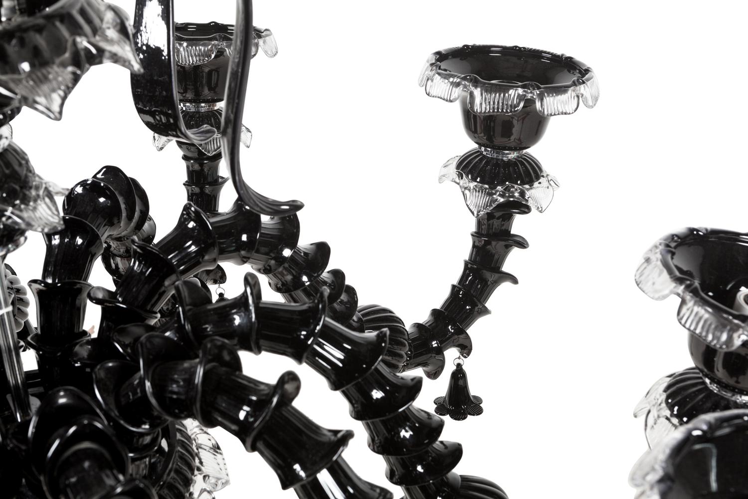 A Black Murano Glass Ten-Light Chandelier