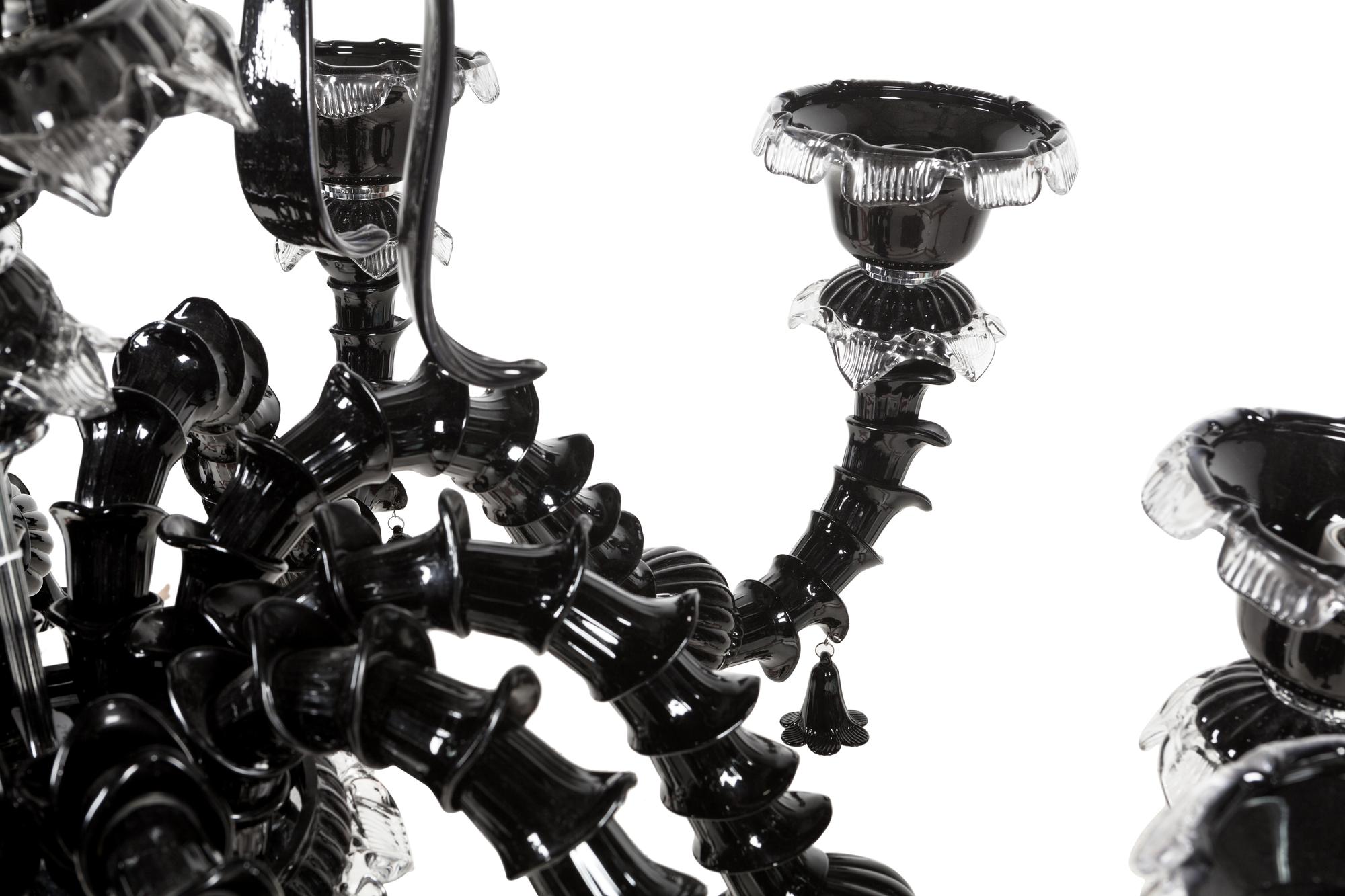 A Black Murano Glass Ten-Light Chandelier