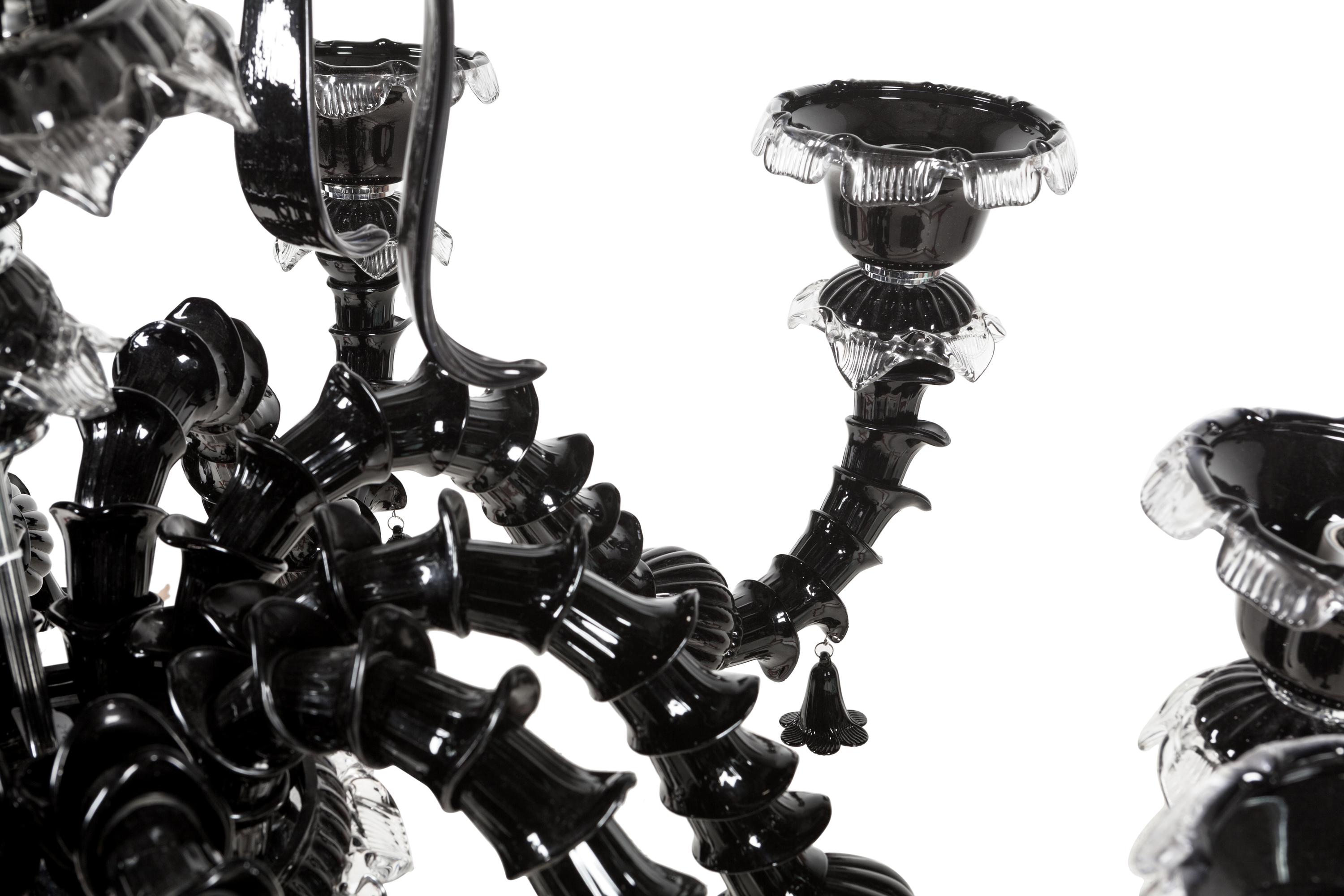A Black Murano Glass Ten-Light Chandelier