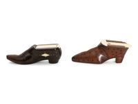 A Collection of Eight Victorian Treen Shoe-Form Snuff Boxes