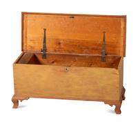 A Chippendale Yellow and Red Painted Pine Blanket Chest