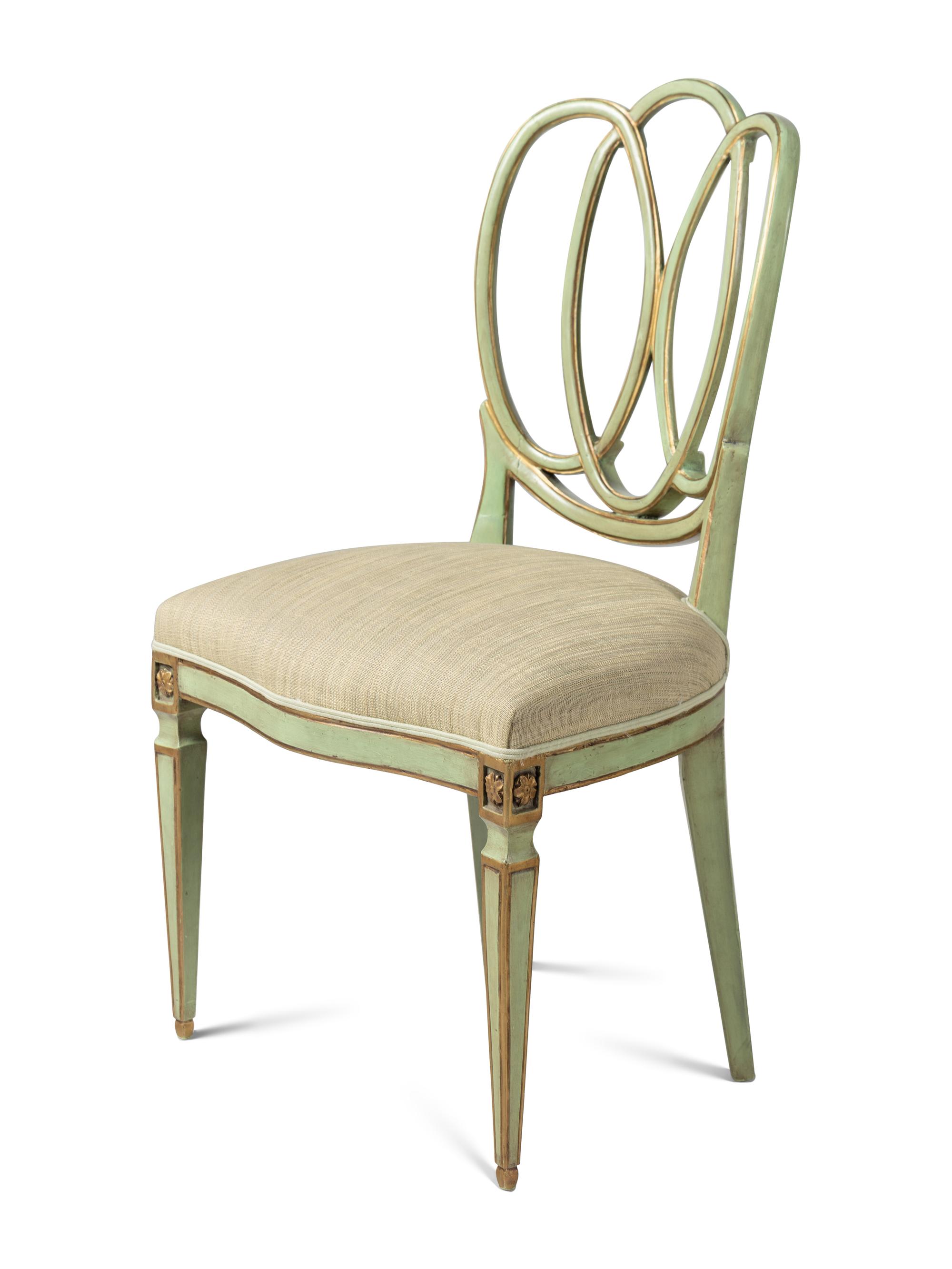A Set of Eight Gustavian Style Painted Dining Chairs