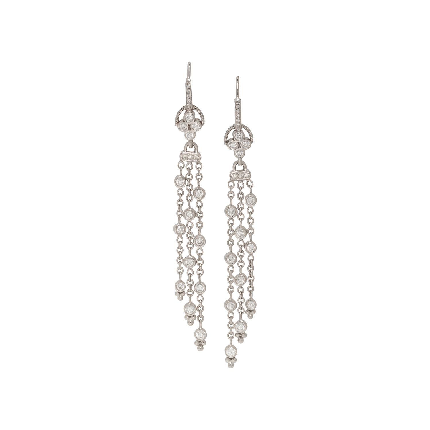 WHITE GOLD AND DIAMOND FRINGE EARRINGS