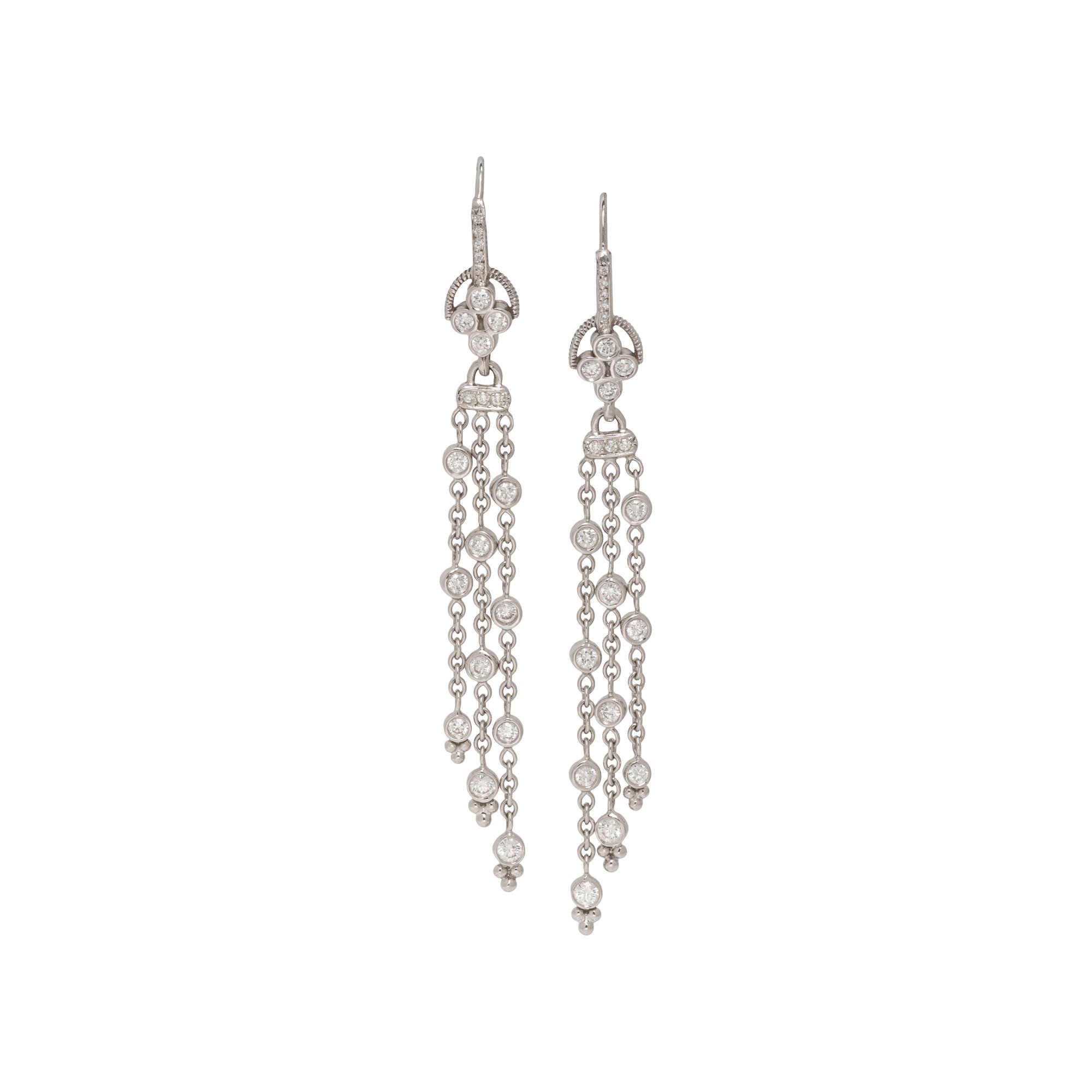 WHITE GOLD AND DIAMOND FRINGE EARRINGS