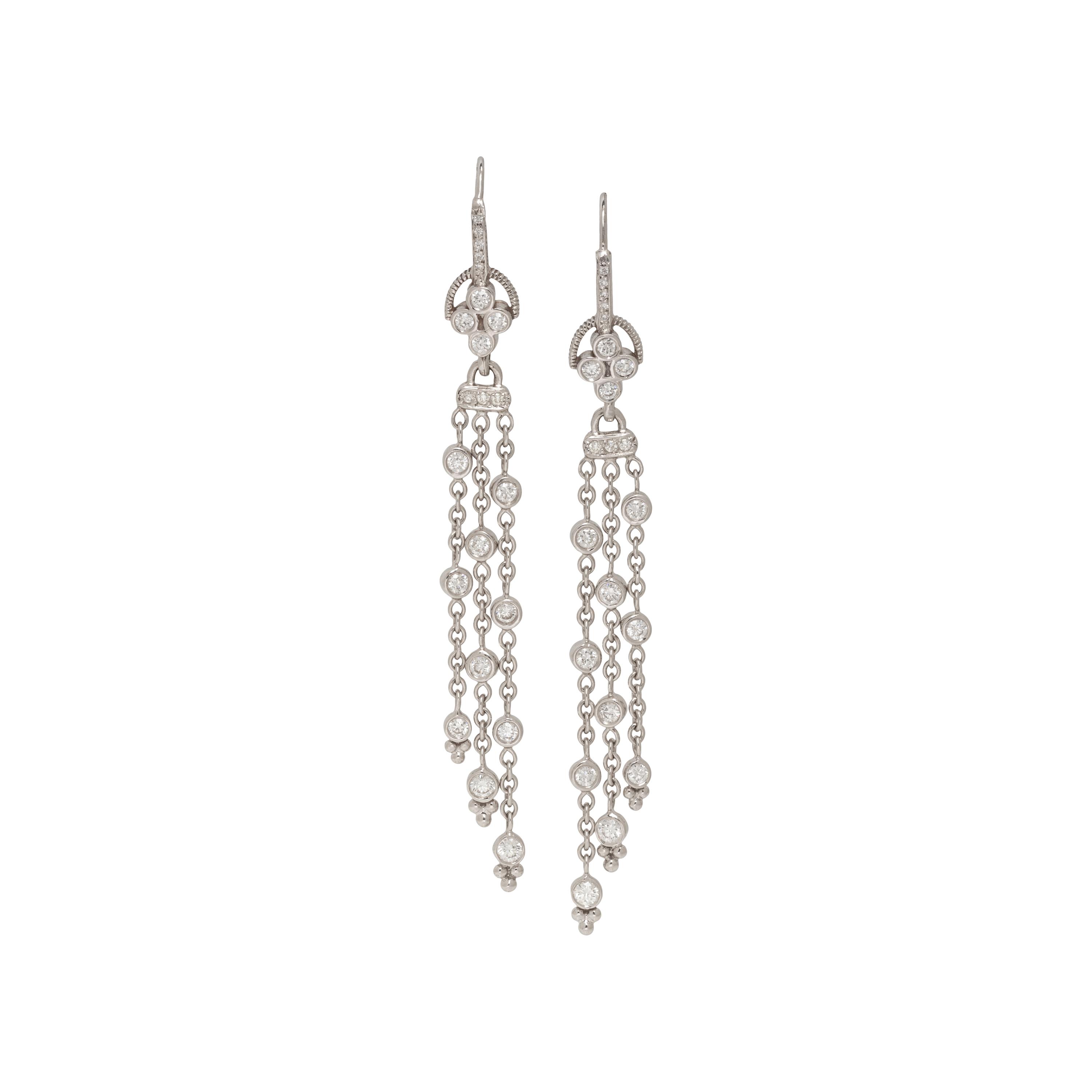WHITE GOLD AND DIAMOND FRINGE EARRINGS