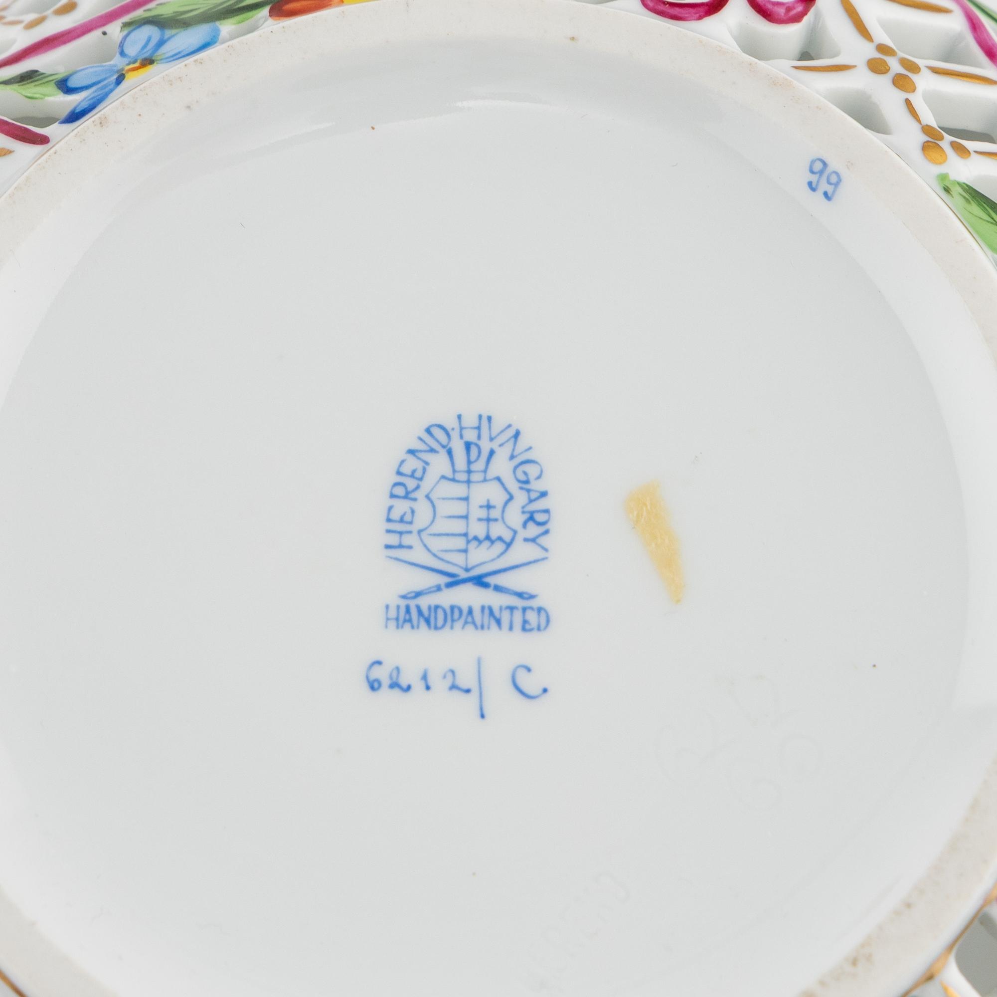 Two Pairs of Herend Reticulated Porcelain Boxes