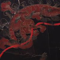 A Chinese Qiangjin and Tianqi Lacquer Rectangular Tray, 19th Century 清中期 戧金填漆花鳥圖長方盤