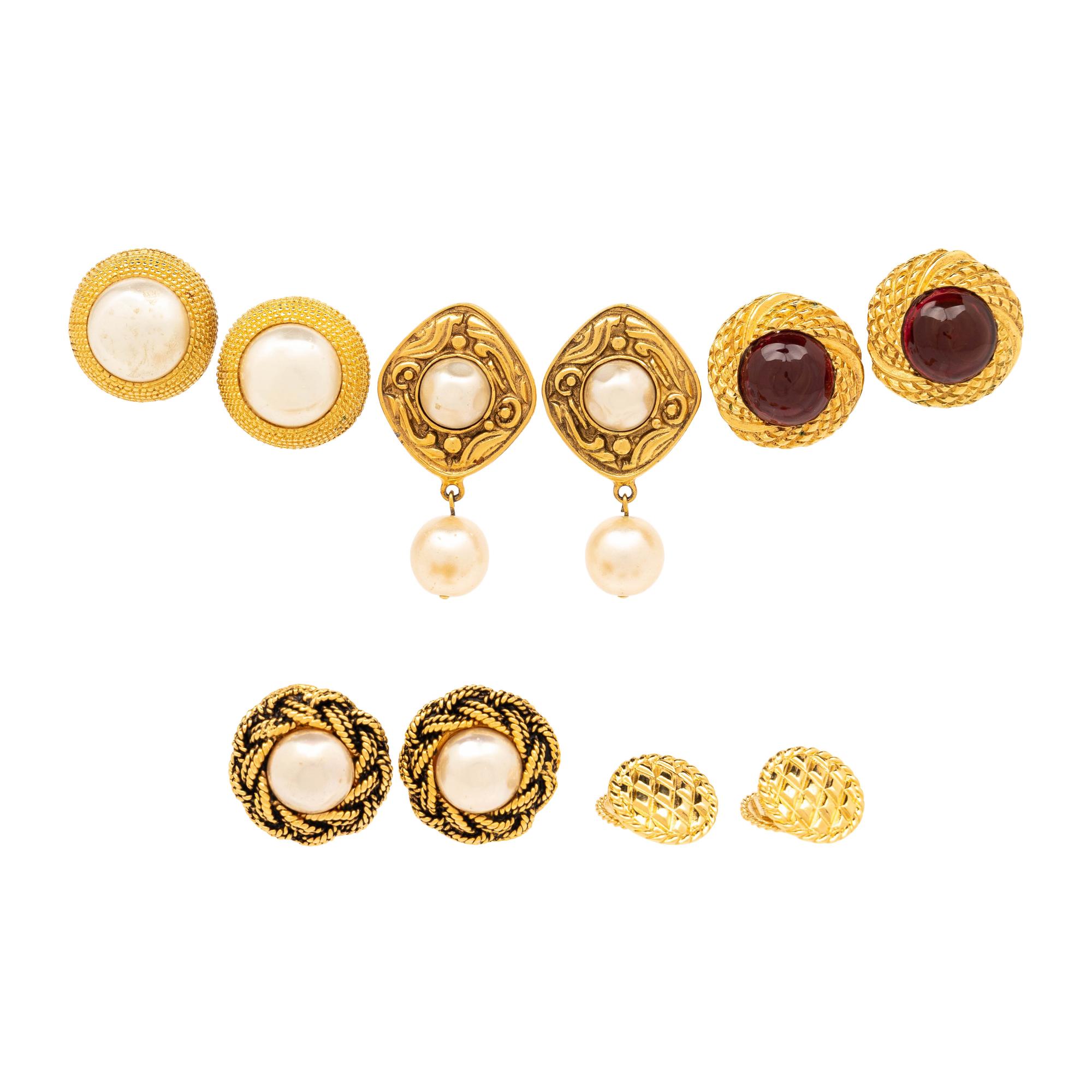 Chanel, Three Pairs of Ear Clips & Two Pairs of Cufflinks