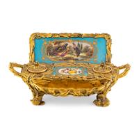 A French Gilt Bronze and Sèvres Style Porcelain Mounted Inkwell